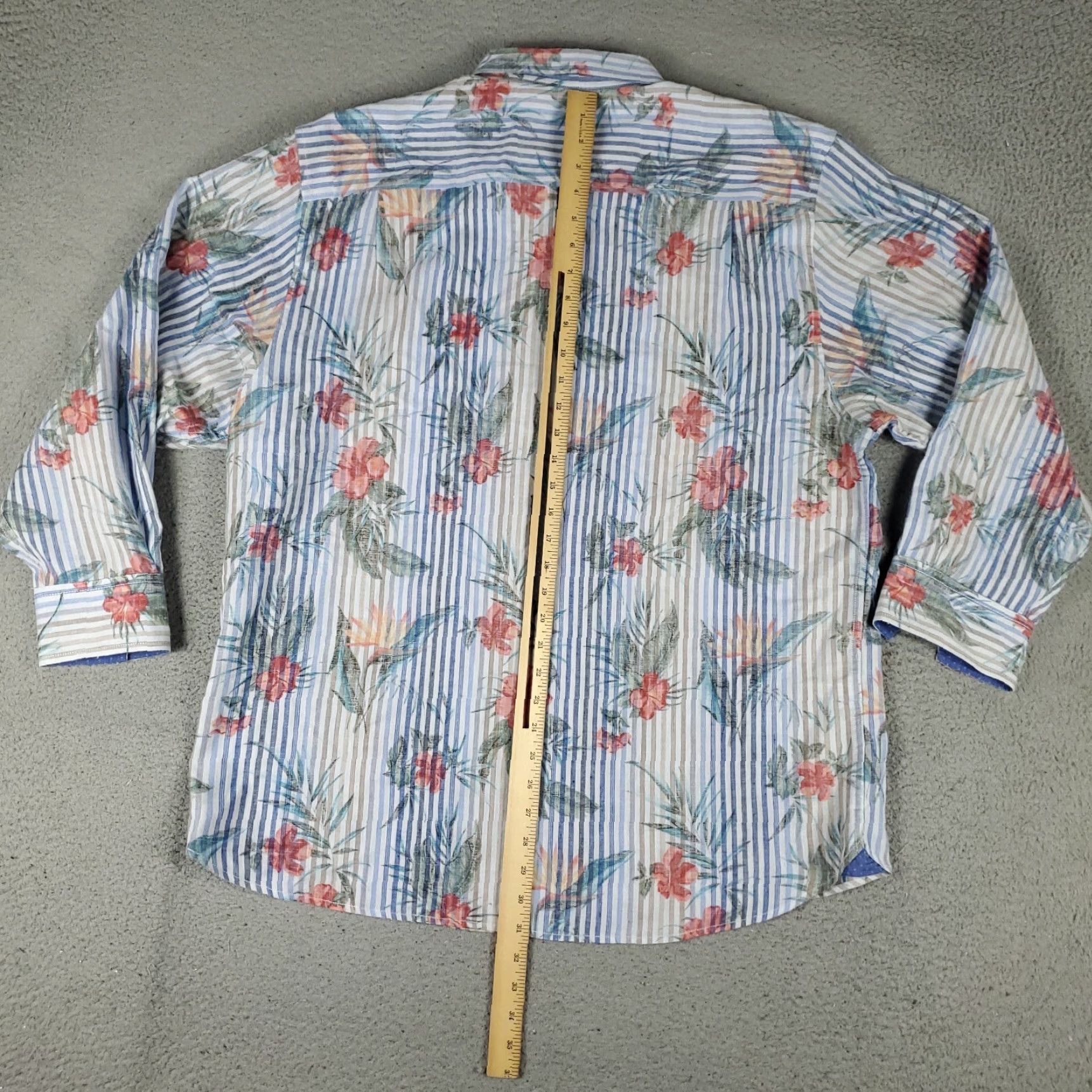 Tommy Bahama TOMMY BAHAMA Shirt Mens XL Blue Striped Linen Button-Up Long Sleeve Tropical Size US XL / EU 56 / 4 - 3 Thumbnail