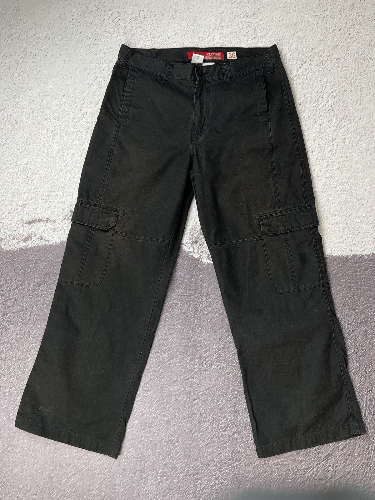 Guess × Vintage Guess USA vintage black faded utility cargo wide pants Size US 36 / EU 52 - 2 Thumbnail