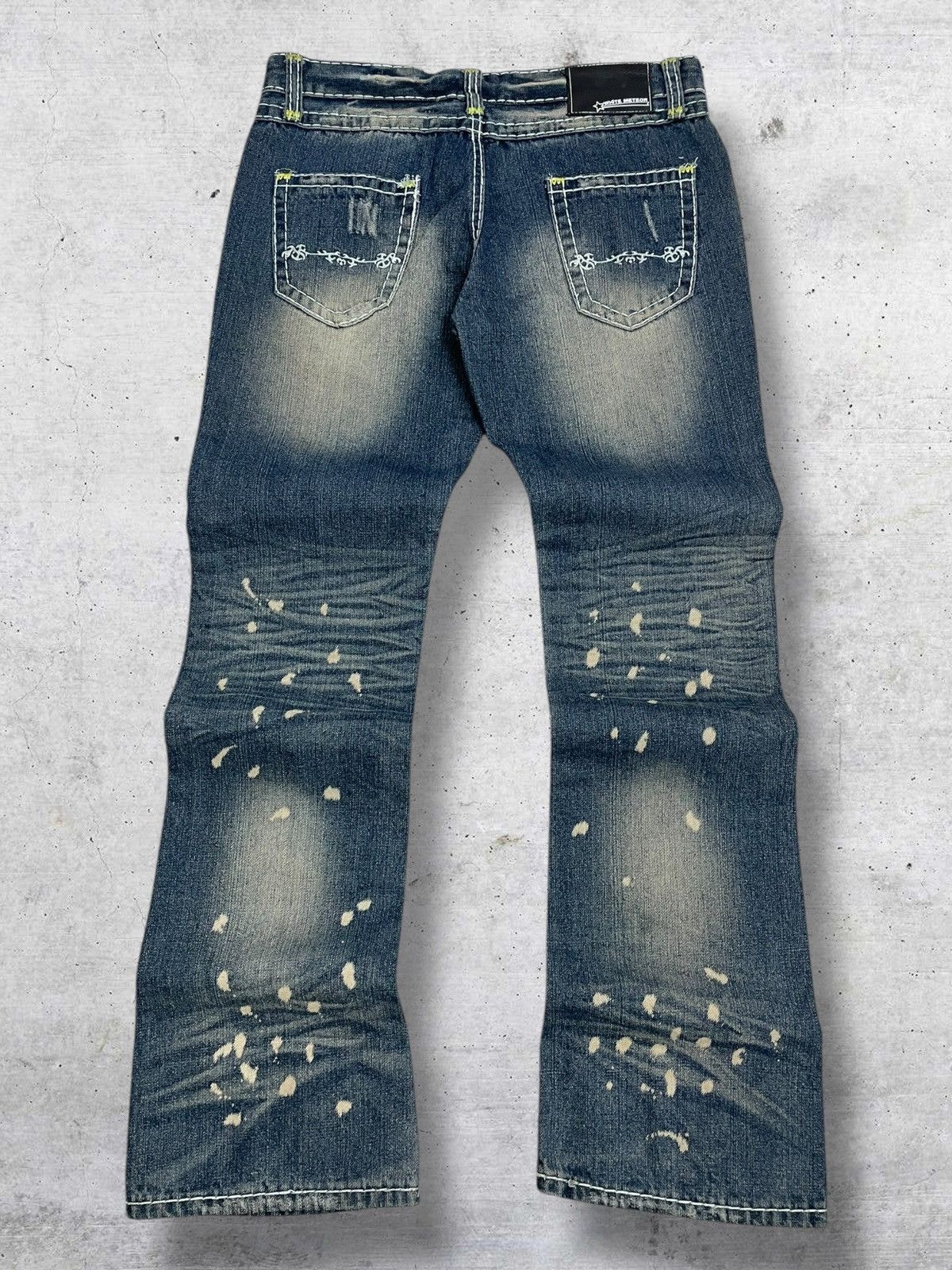 Tornado Mart WHITE METEOR 1990S JAPAN DESIGNER FLARED DISTRESSED DENIM Size US 32 / EU 48 - 10 Thumbnail