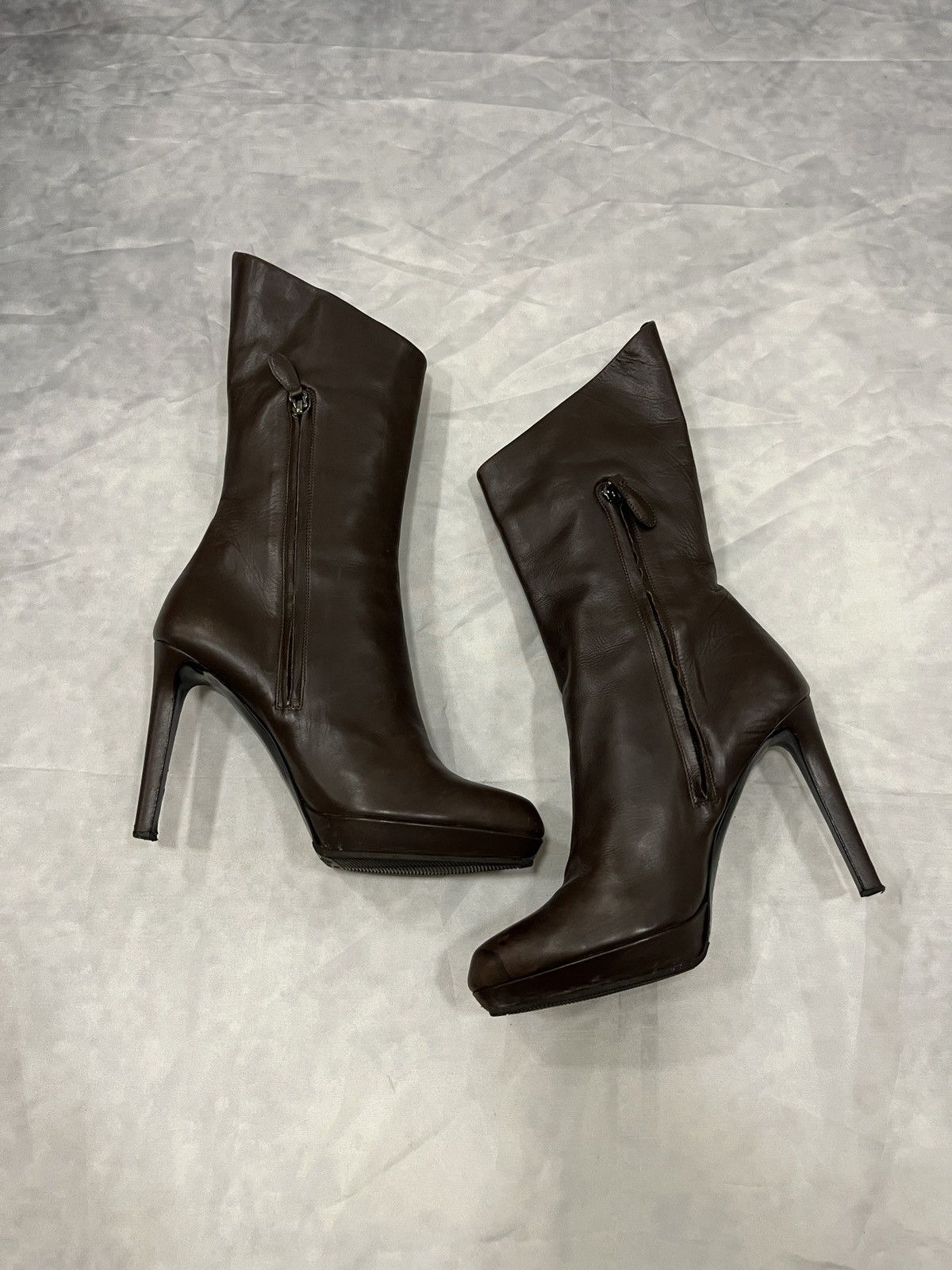 Jil Sander Jil Sander Brown Leather Platform High Heel Boots Size US 10 / IT 40 - 9 Thumbnail