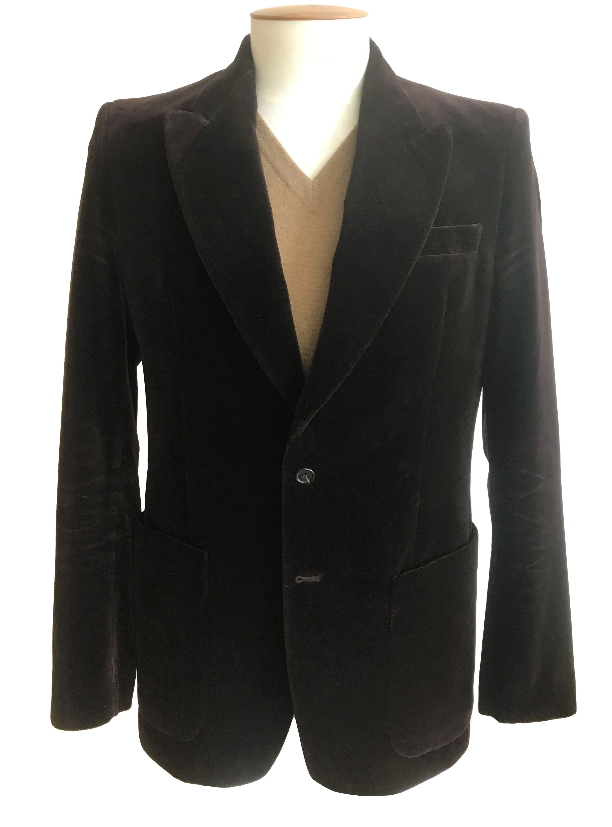 Maison Margiela Early 2000s Brown Velvet Blazer Size 50R - 2 Thumbnail