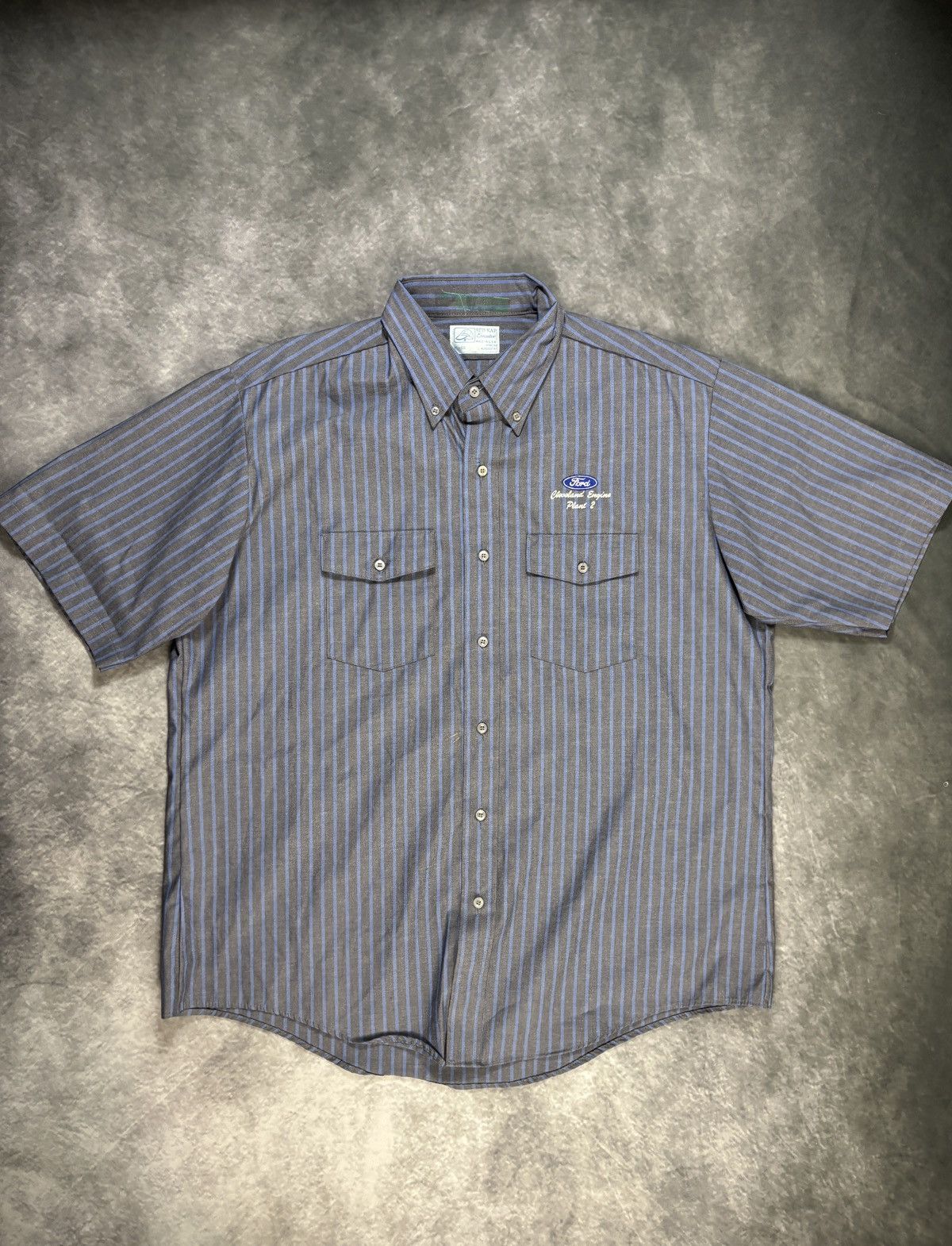 Red Kap × Vintage Vintage Work Shirt Short Sleeve 1990s Striped Ford Motors XL Size US XL / EU 56 / 4 - 2 Thumbnail