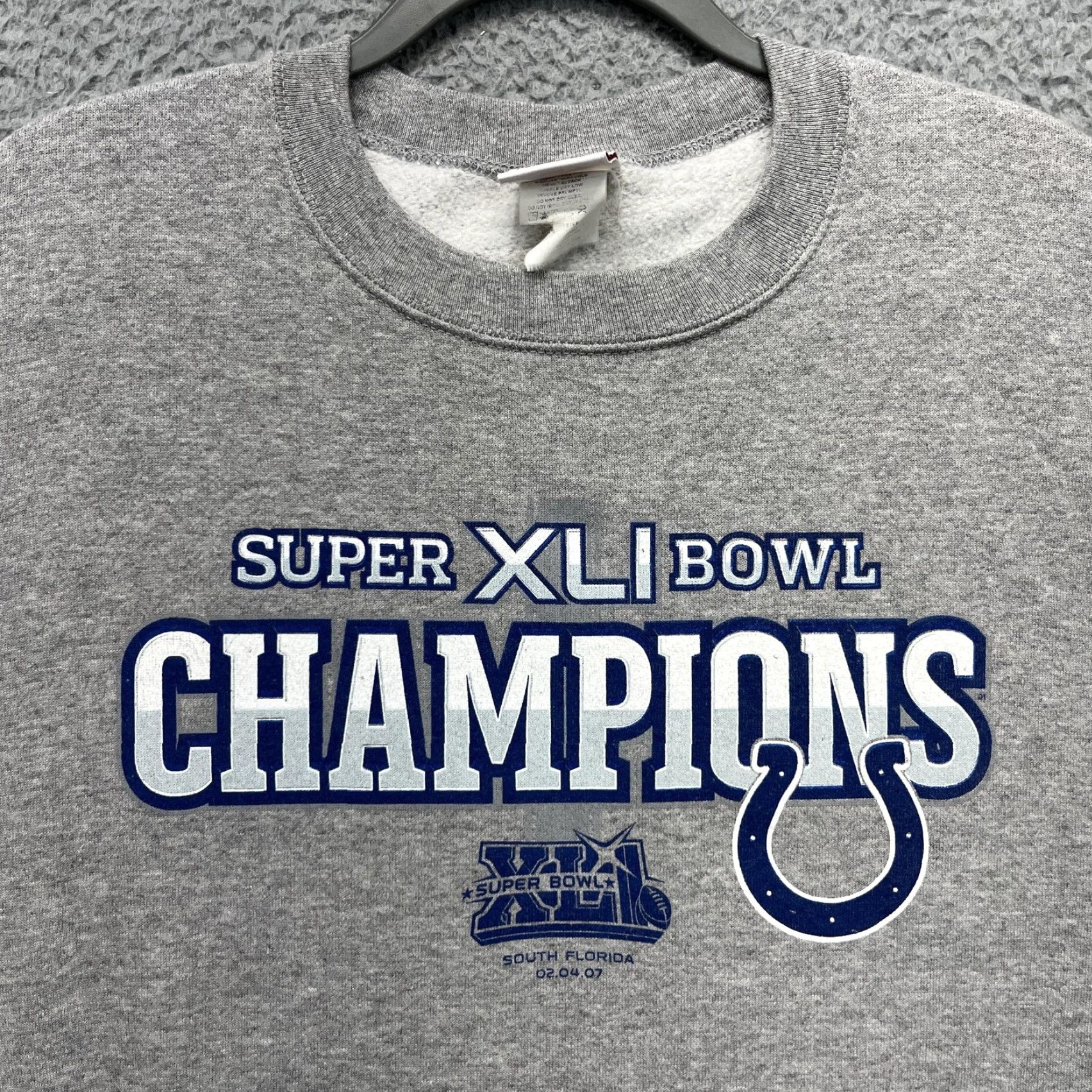NFL NFL Super Bowl XLI Champions Sweatshirt Mens XL Gray Colts Crewneck Pullover Size US XL / EU 56 / 4 - 2 Thumbnail