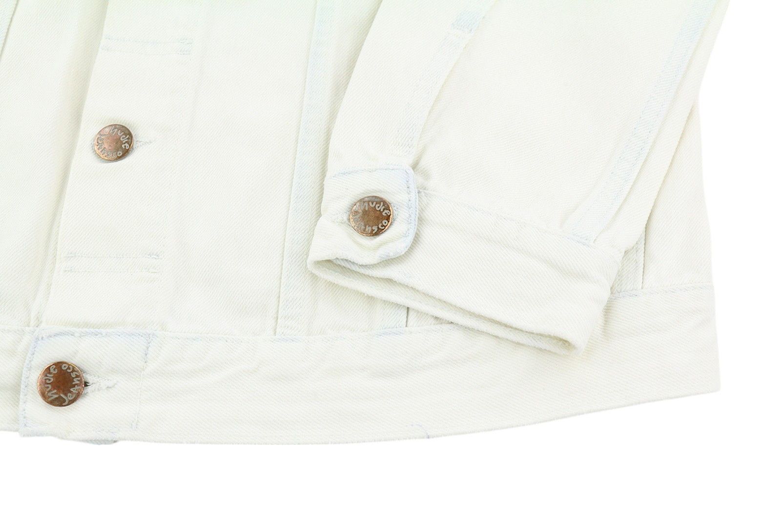 Nudie Jeans TERRY L Denim White Extreme Bleach Polo Jacket 83696 Size US L / EU 52-54 / 3 - 5 Thumbnail
