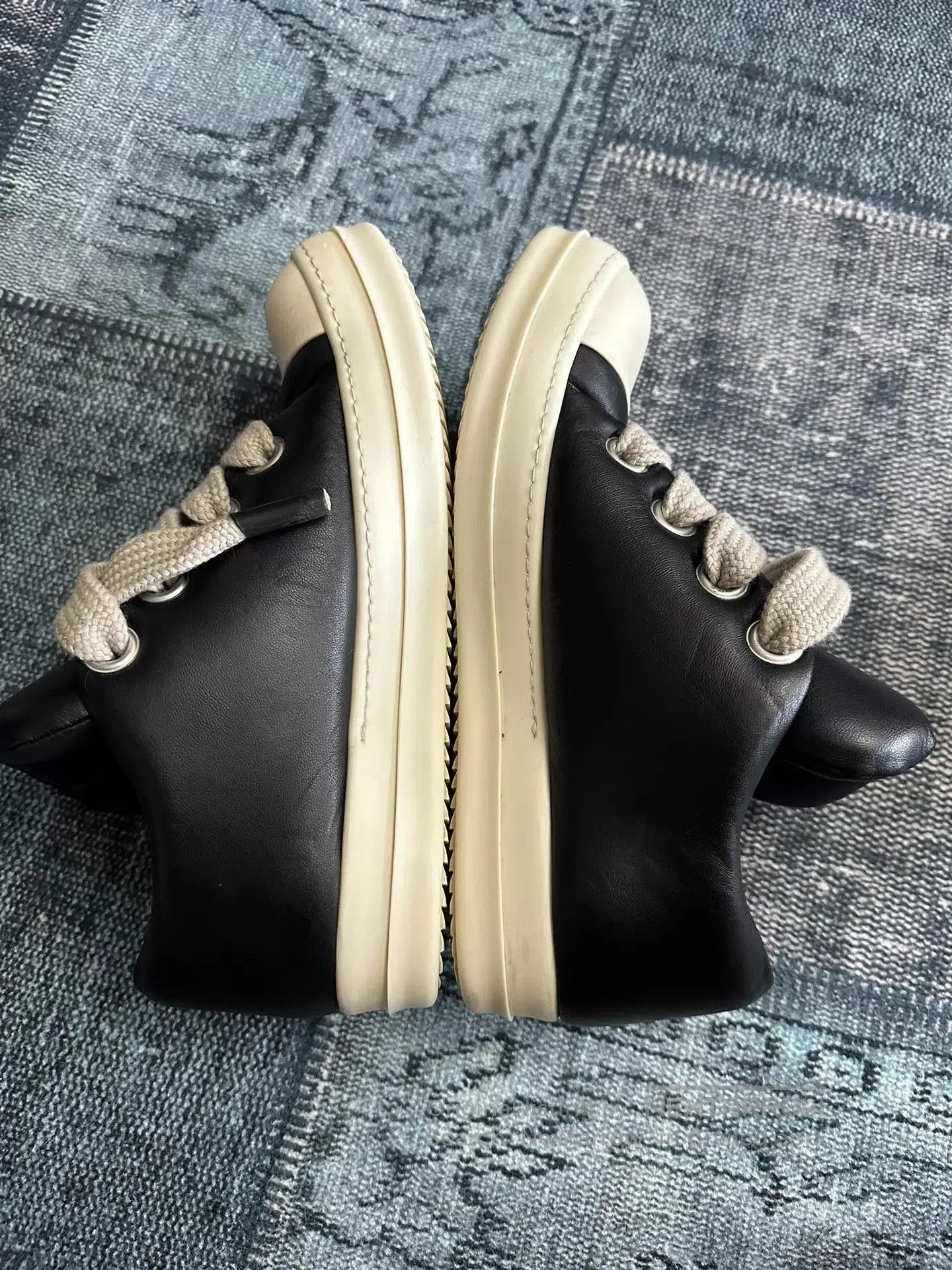 Rick Owens Black Leather Low. Size US 12 / EU 45 - 6 Thumbnail