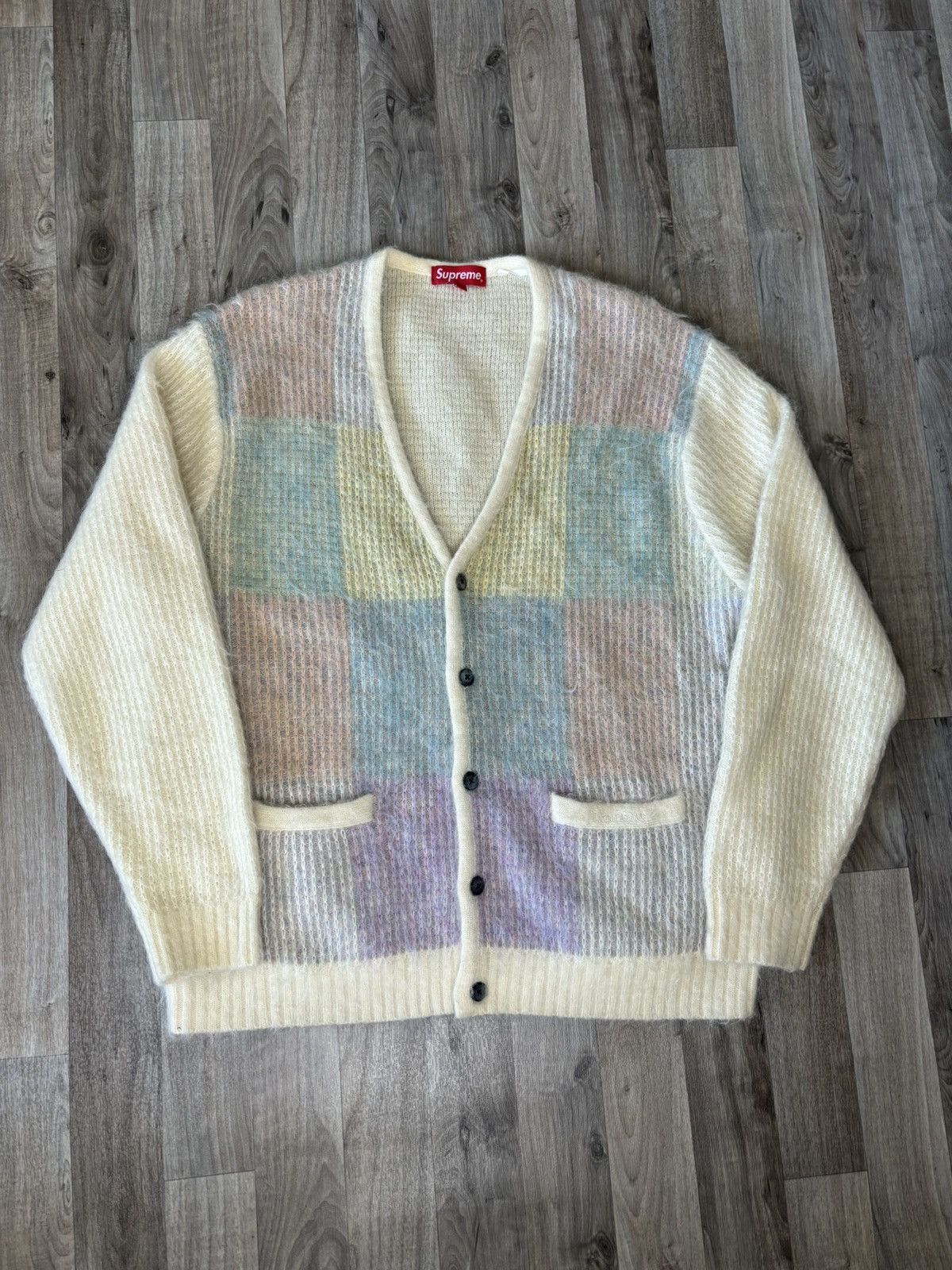 Supreme Supreme Brushed Grid Cardigan Natural | Grailed