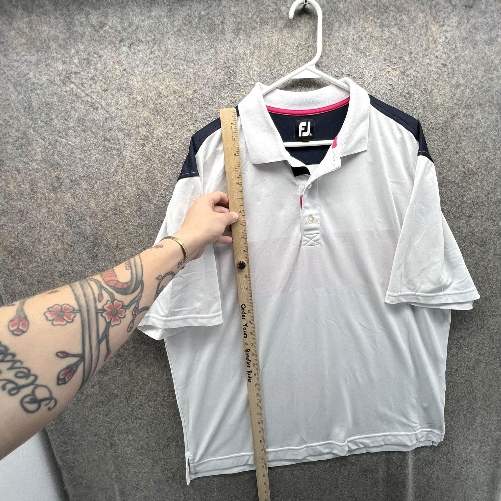 Footjoy FootJoy Polo Shirt Mens XL White Colorblock Golf Performance Short Sleeve Size US XL / EU 56 / 4 - 6 Thumbnail