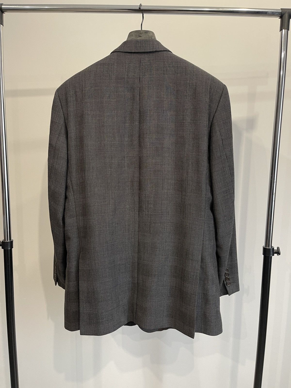 Valentino Vintage Valentino Uomo Grey Brown Plaid Wool Blazer Jacket Size 44R - 4 Thumbnail