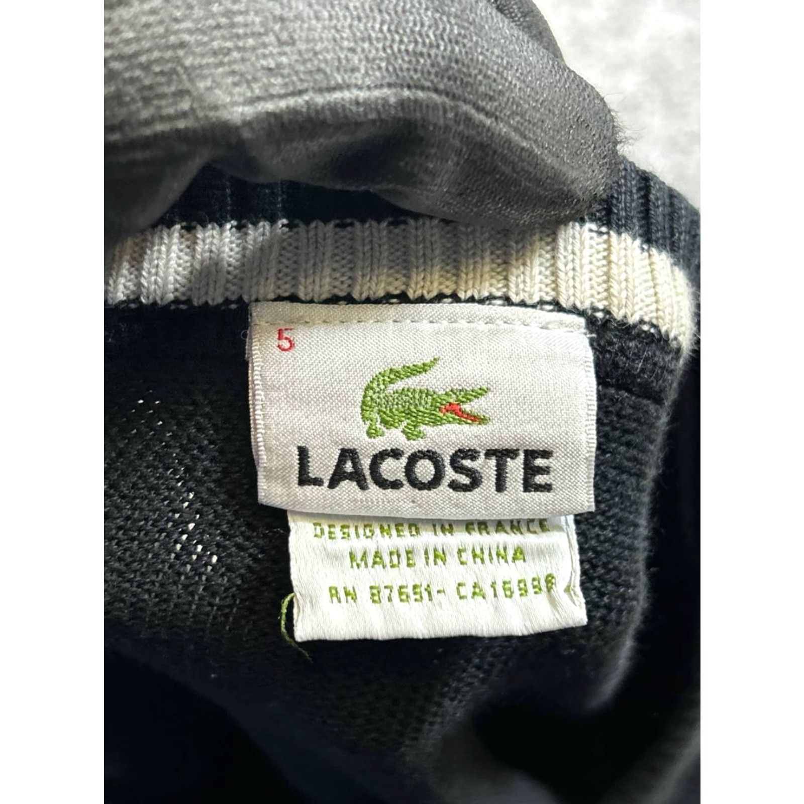 Lacoste Lacoste Sweater Mens L Black Cotton Knit Pullover V-Neck Logo Solid Knit Winter Casual Mens Size US L / EU 52-54 / 3 - 3 Thumbnail