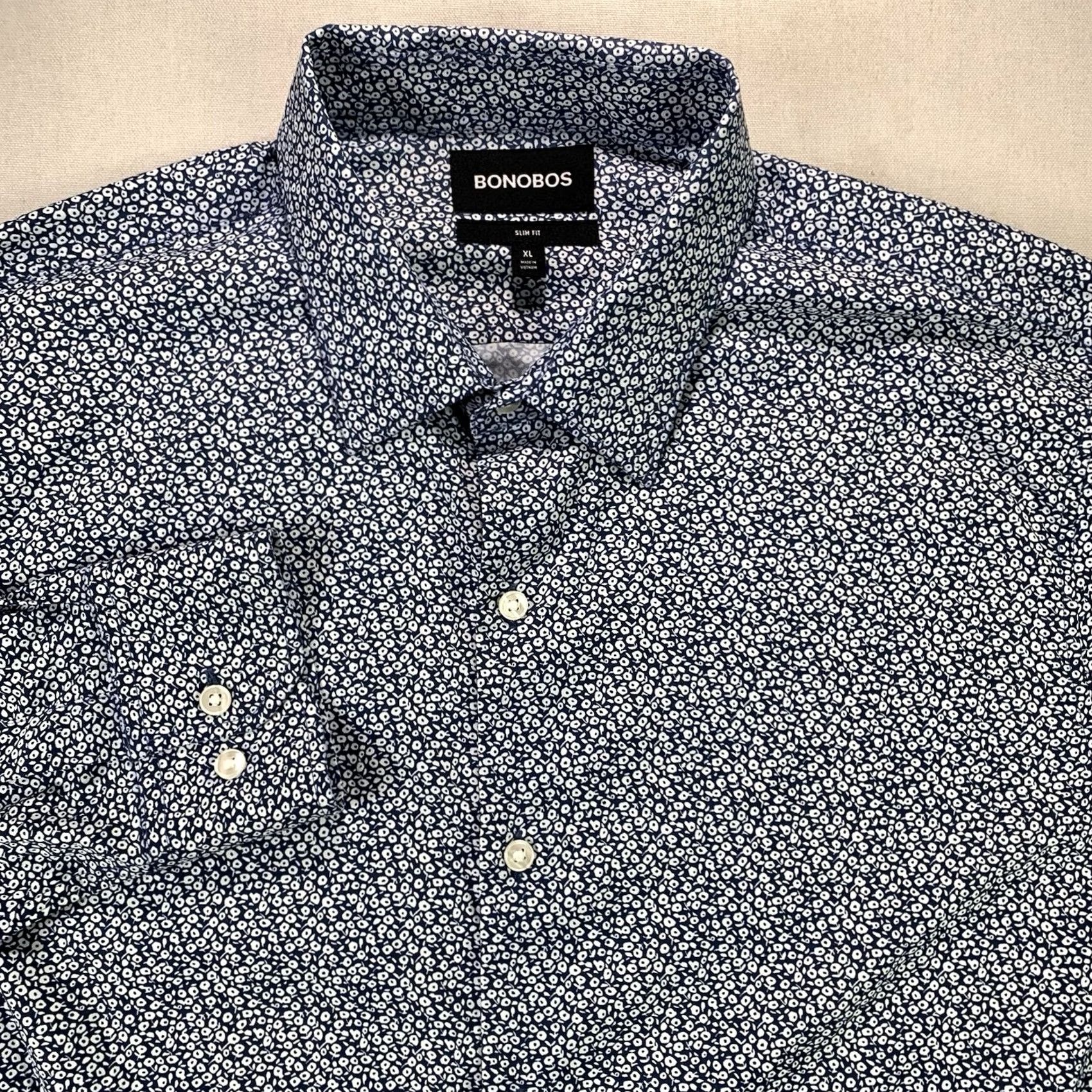 Bonobos Bonobos Shirt Mens XL Blue White Floral Long Sleeve Slim Fit Button Up Size US XL / EU 56 / 4 - 2 Thumbnail