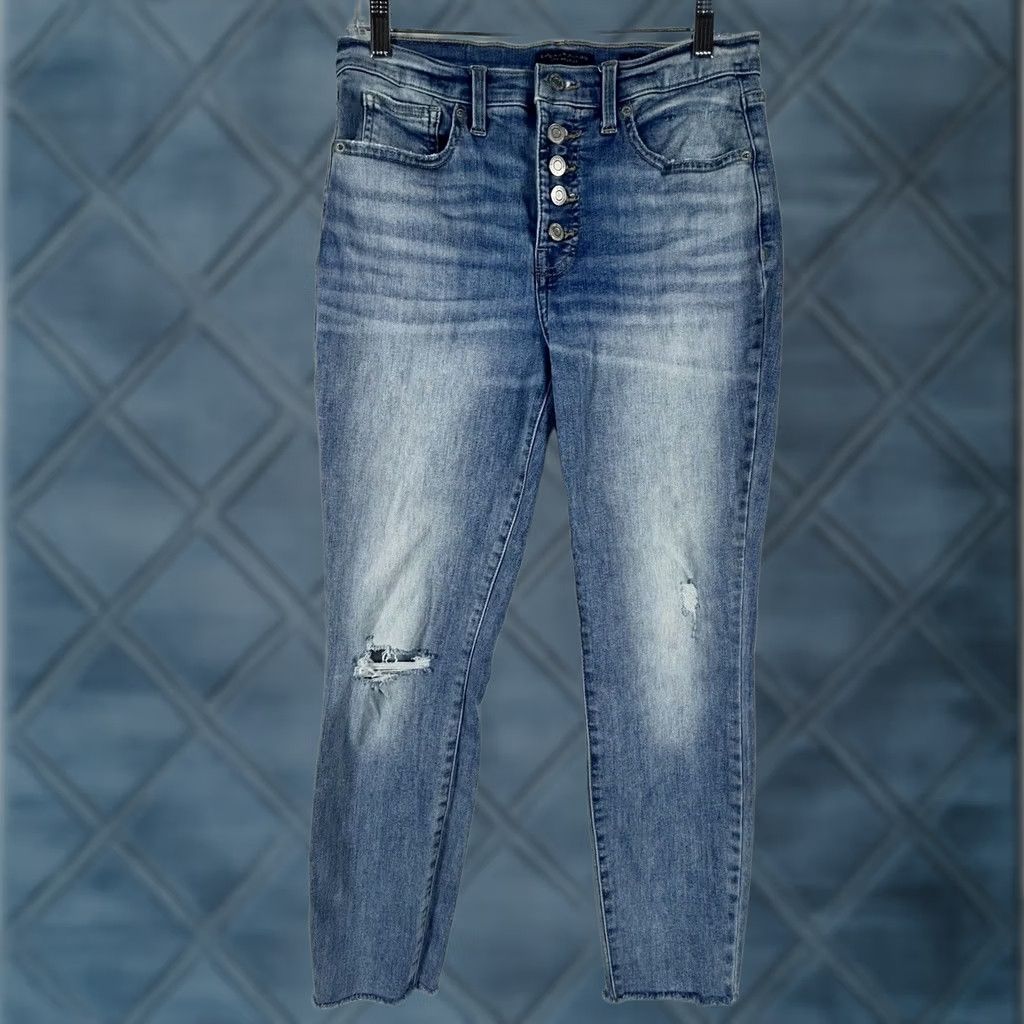 Lucky Brand Lucky Brand Jeans Ankle Button Fly Raw Hem High Rise Crop Women's 6 Blue Denim Size 28" / US 6 / IT 42 - 1 Thumbnail