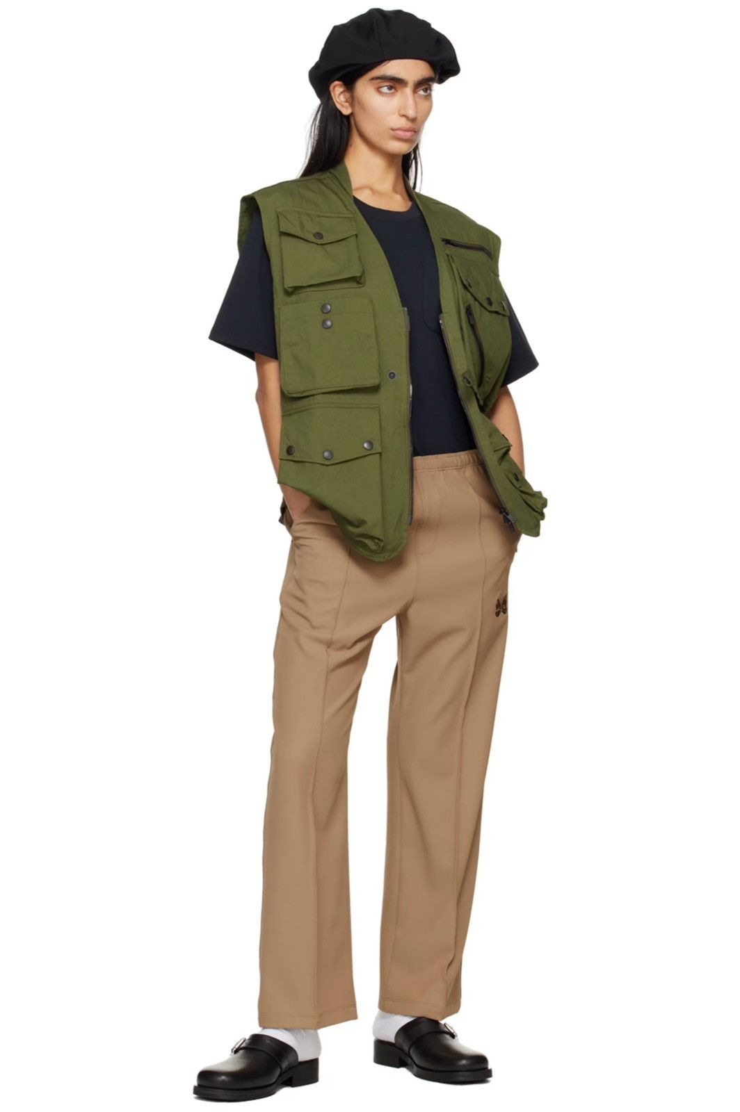 Needles !DS! DS23 Needles Butterfly W.U Boot Cut Khaki Track Pants Size 34" / US 12 / IT 48 - 1 Thumbnail