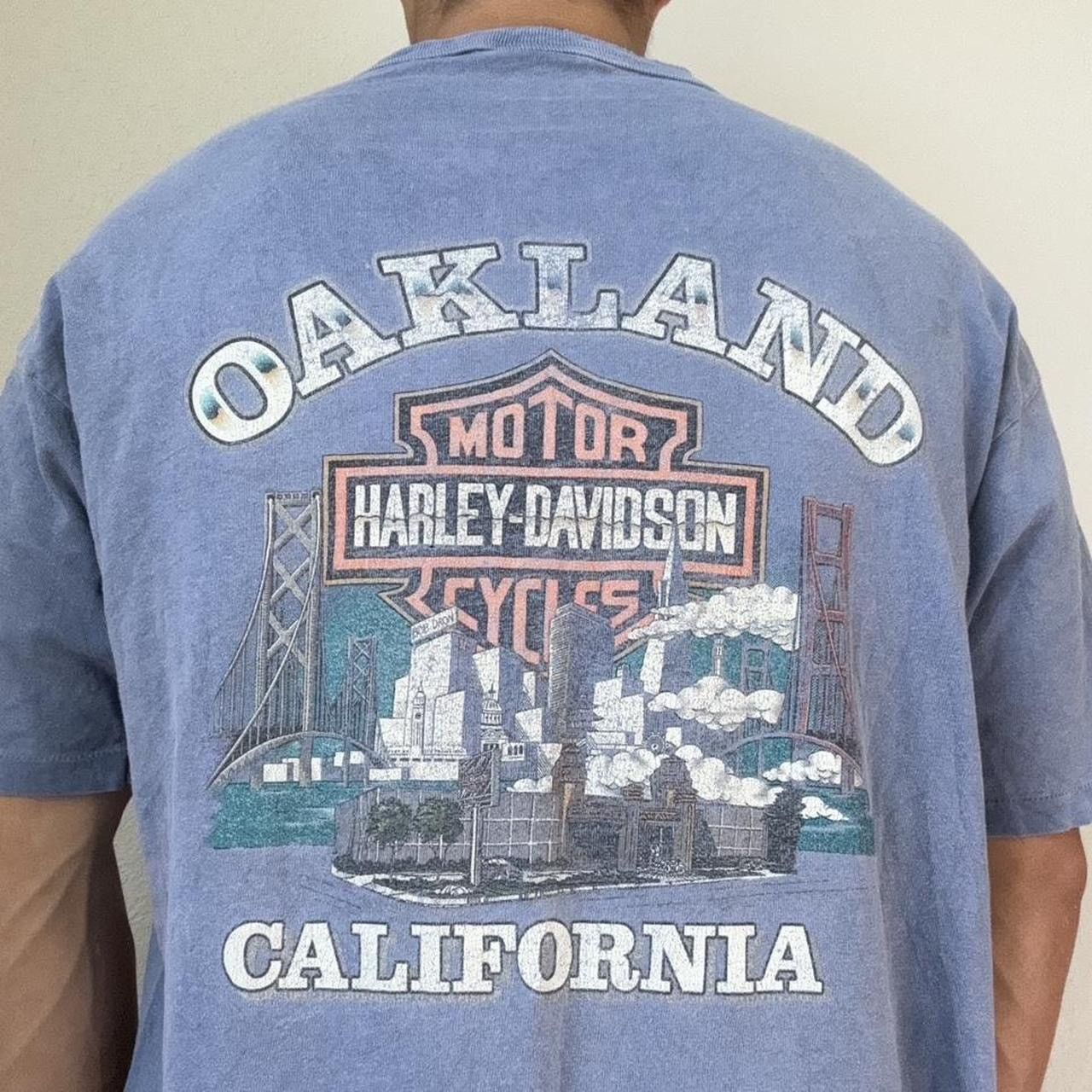Harley Davidson × Vintage Vintage Harley Davidson 1990s Graphics Blue Tee Shirt Size US XL / EU 56 / 4 - 1 Thumbnail