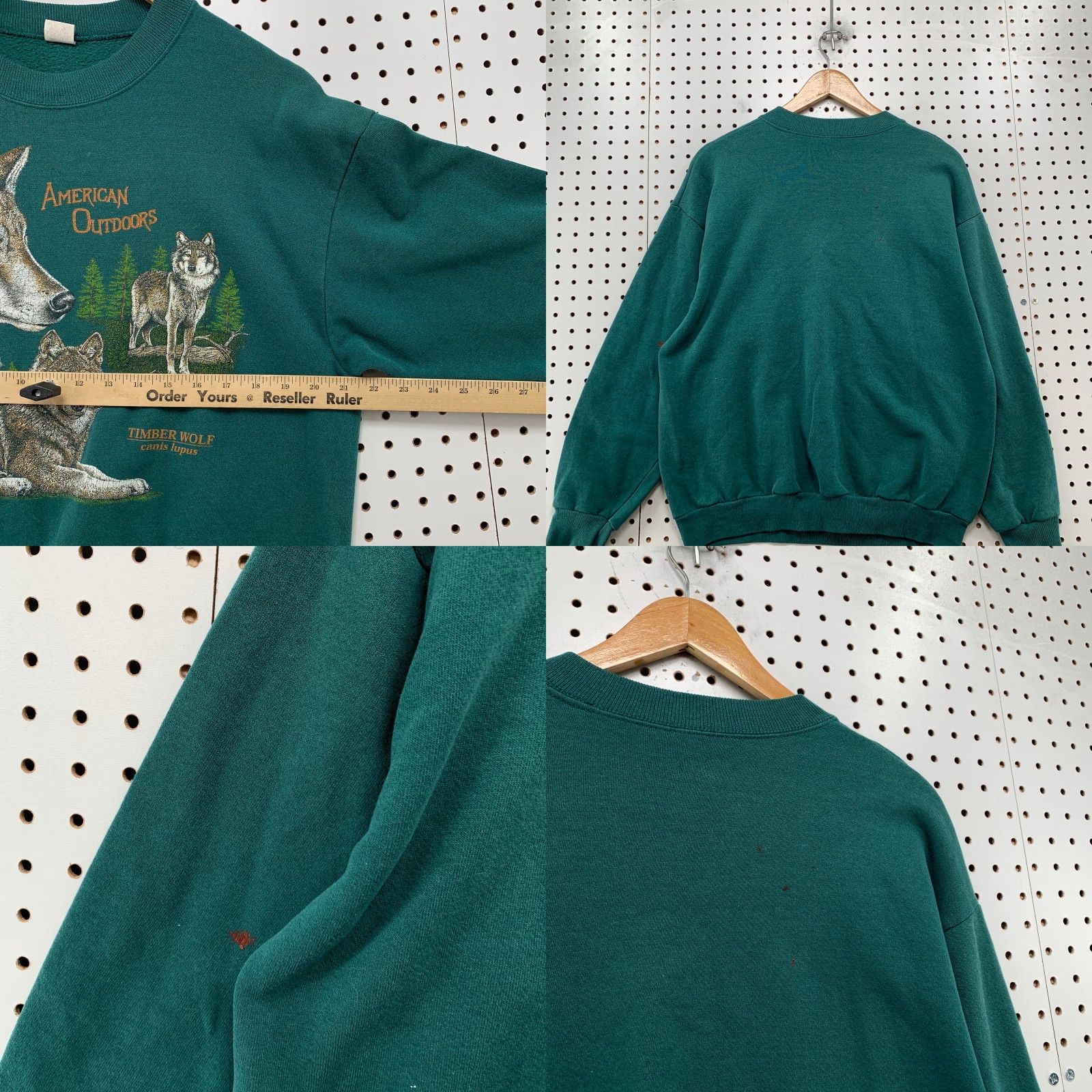 Vintage VINTAGE Wolf Nature Sweatshirt Mens Large Green Timberwolf American Outdoor USA Size US L / EU 52-54 / 3 - 9 Thumbnail