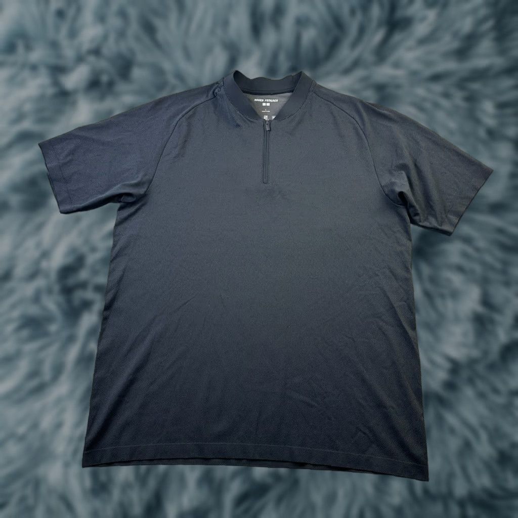 Uniqlo Uniqlo Roger Federer Shirt Mens Large Black 1/4 Zip Henley Performance Tennis Shirt Size US L / EU 52-54 / 3 - 1 Thumbnail