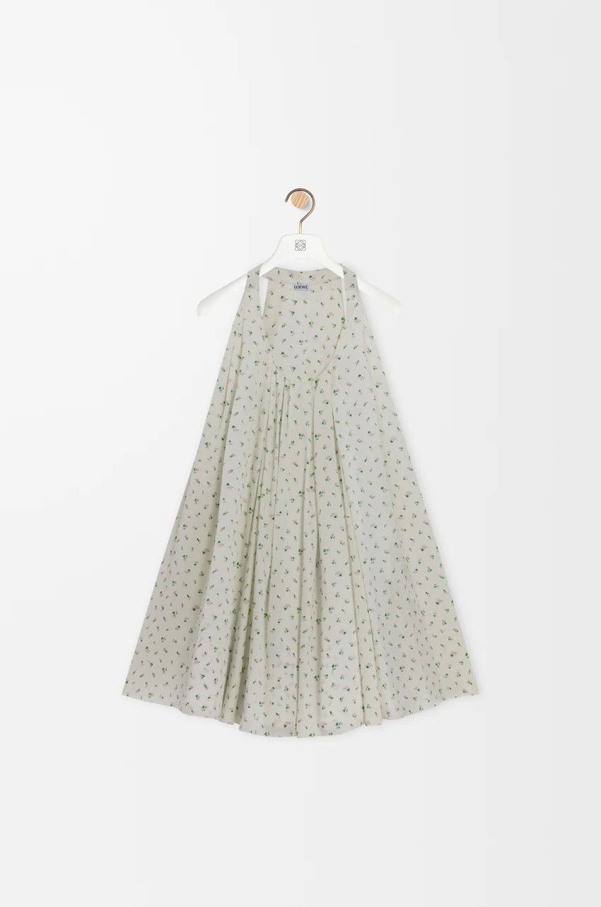 Loewe o1loc1c0525 Trapeze Dress In Silk in White/Green Size M / US 6-8 / IT 42-44 - 1 Thumbnail
