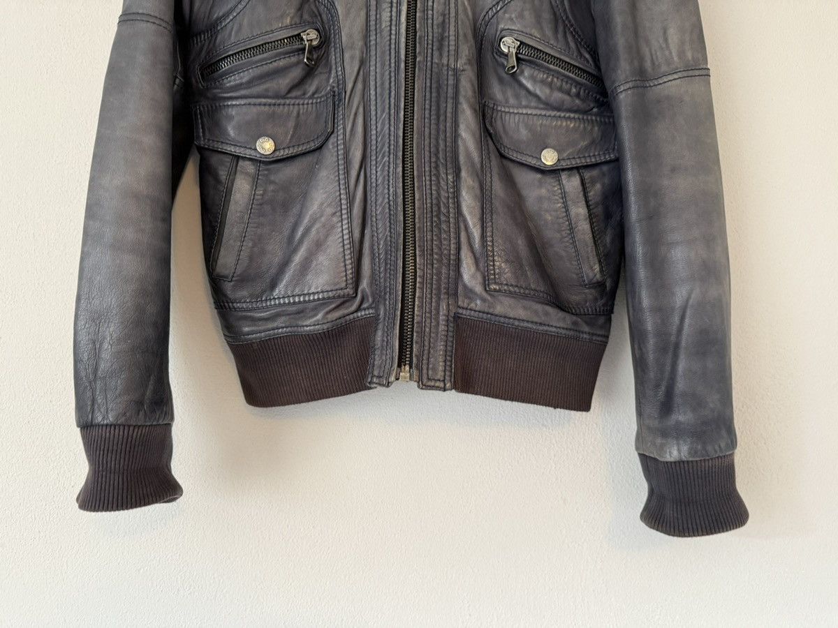 Dolce & Gabbana D&G Distressed Grey Lamb Leather Bomber Jacket Size US L / EU 52-54 / 3 - 2 Thumbnail