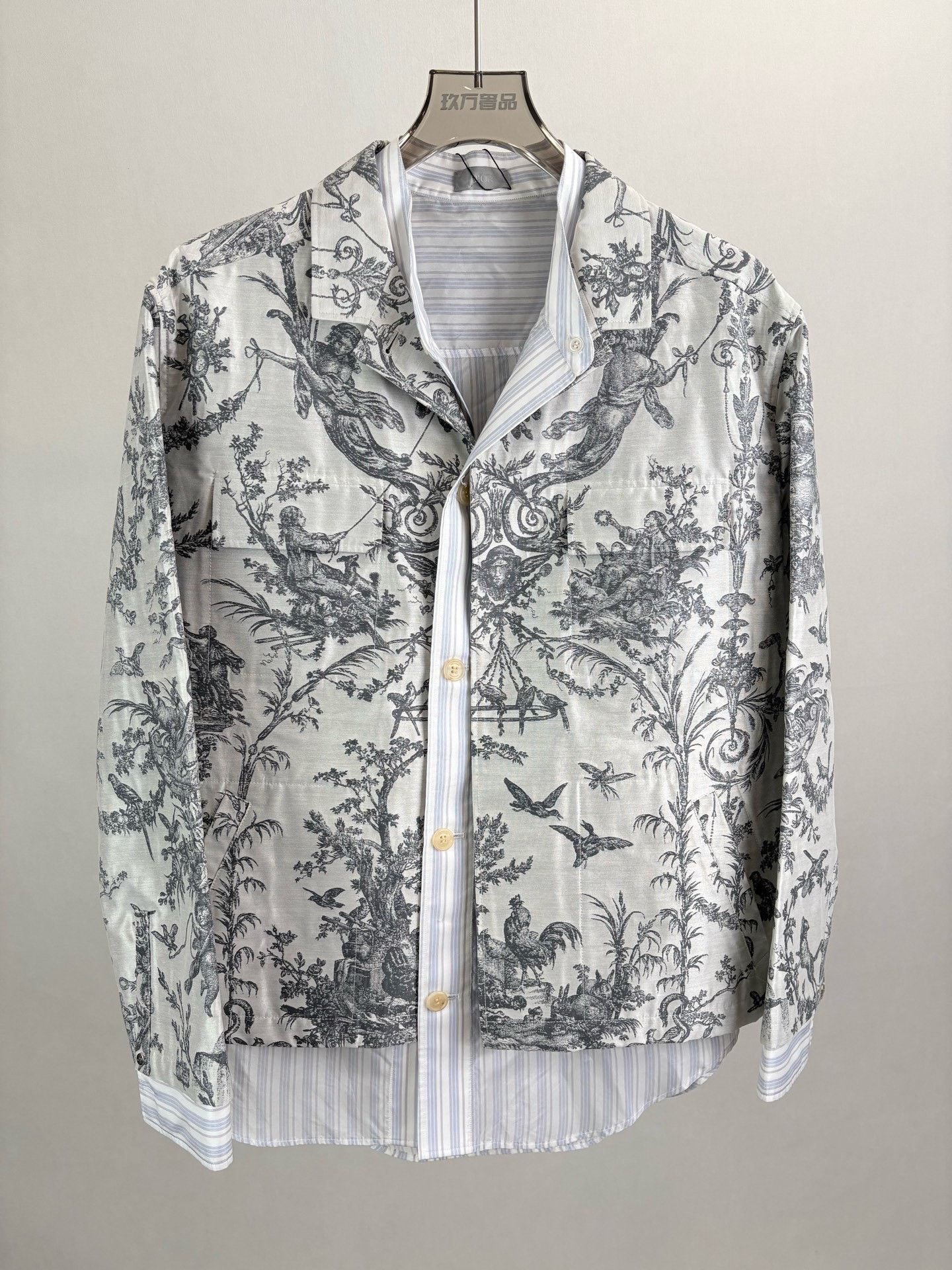 Dior DIOR Gray Embroidered Fake Two-Piece Shirt Jacket Size US M / EU 48-50 / 2 - 1 Thumbnail