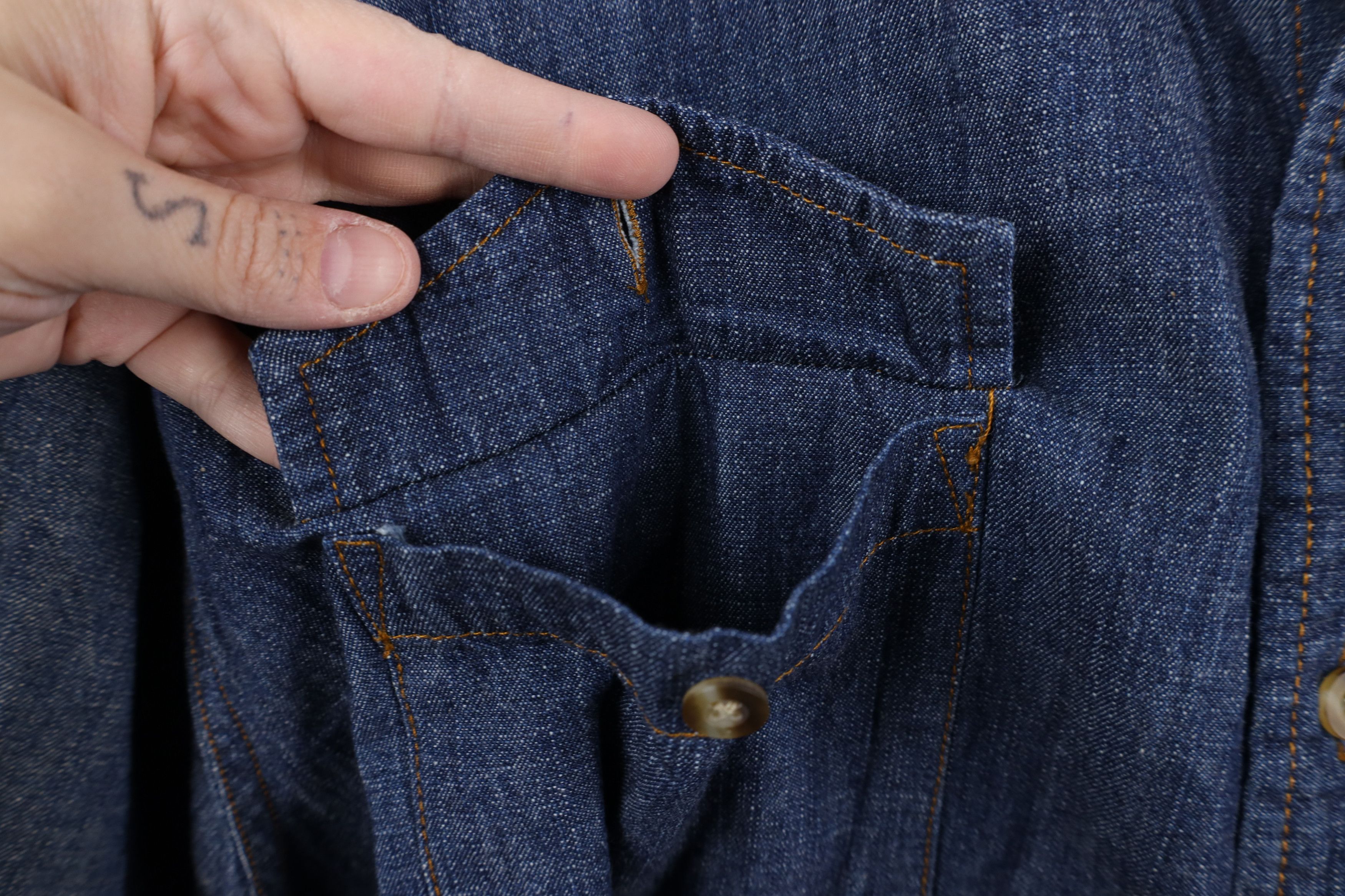 Vintage Vintage 90s Streetwear Chambray Denim Button Shirt Blue Size US XXL / EU 58 / 5 - 7 Thumbnail