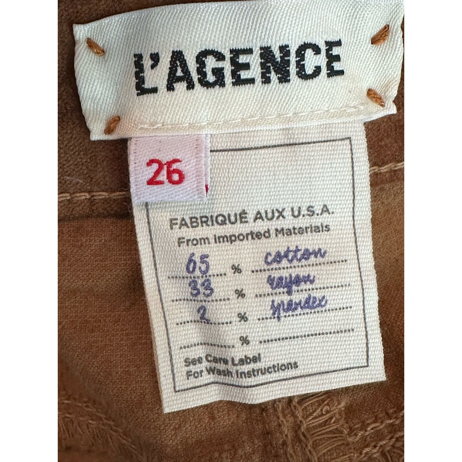 L'AGENCE L'Agence brown velvet skinny cropped jeans size 26-2 Size 26" / US 2 / IT 38 - 3 Thumbnail