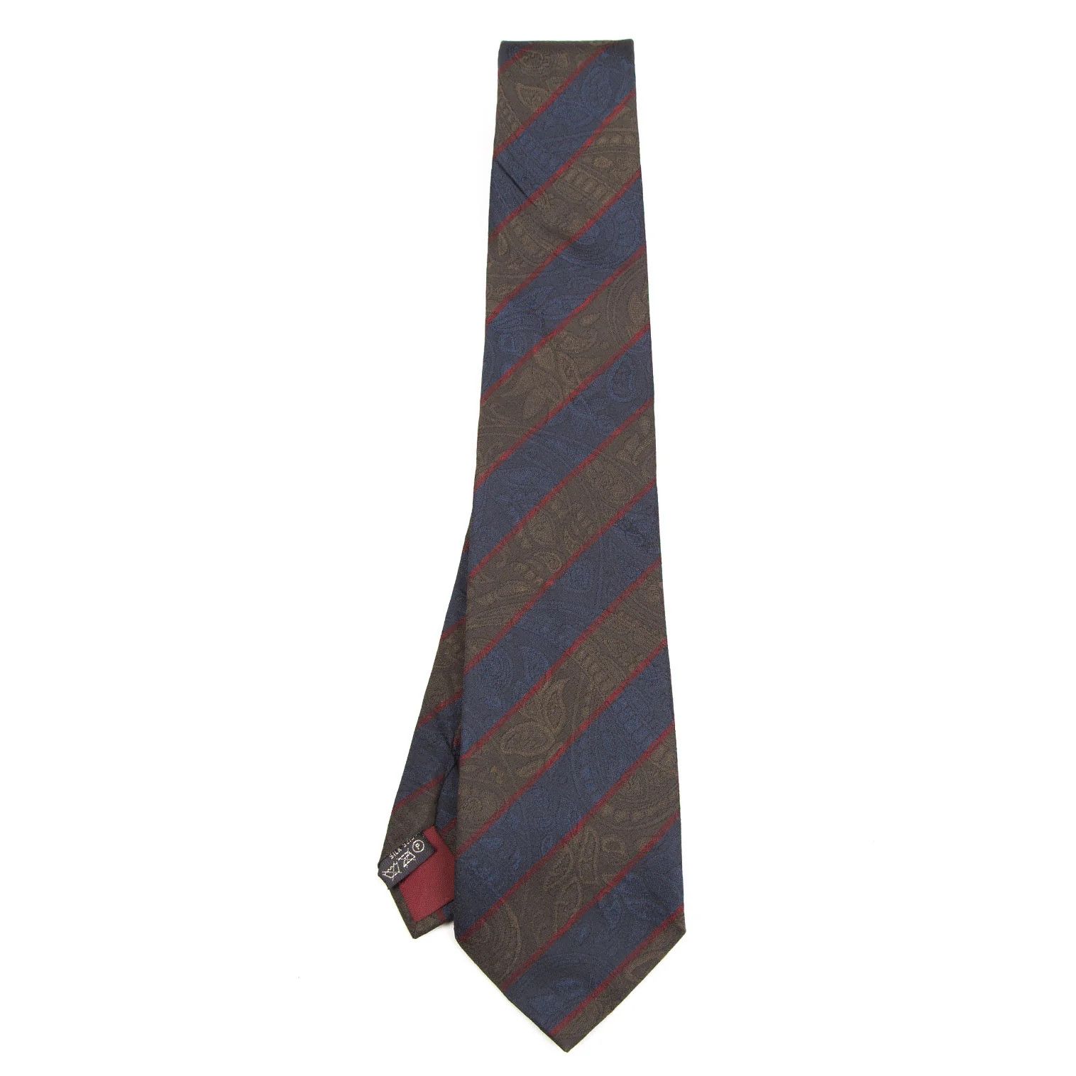 Dries Van Noten Paisley Jacquard Regimental Tie in Khaki and Navy Size ONE SIZE - 1 Thumbnail