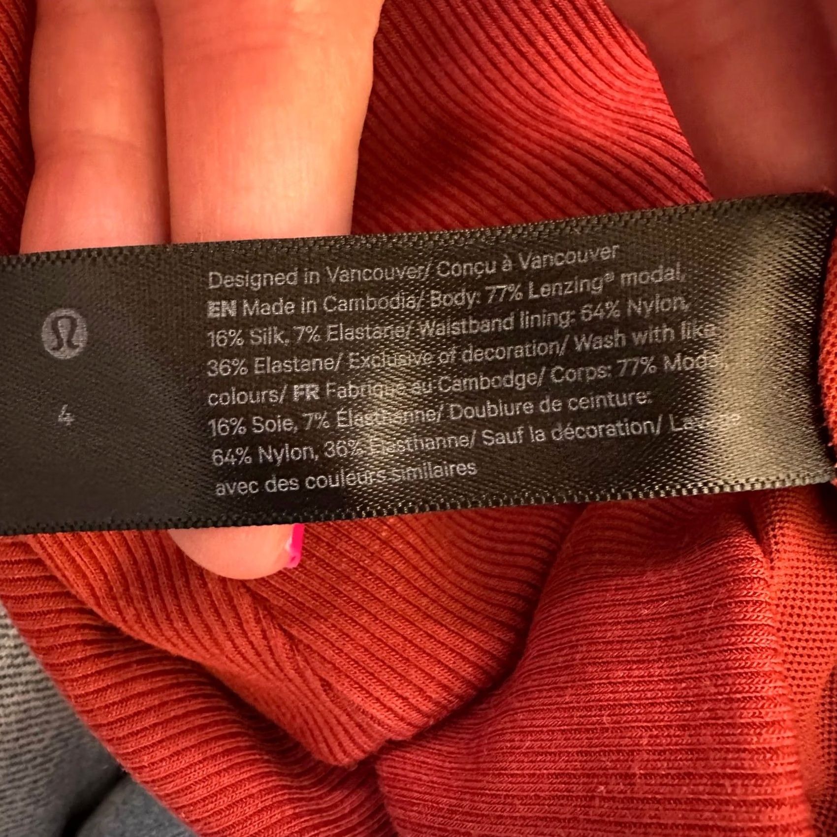 Lululemon Lululemon Gathered Waist Ribbed Long Sleeve Shirt Rust Red LW3GEXS Ladies Crew Neck Pullover Athletic Size S / US 4 / IT 40 - 6 Thumbnail