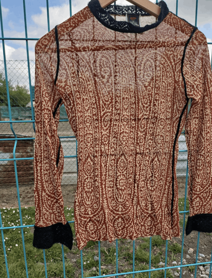 Jean Paul Gaultier × Vintage Jean Paul Gaultier Mesh Top Tattoo Blood Drip Shirt EX0047 Size L / US 10 / IT 46 - 1 Thumbnail