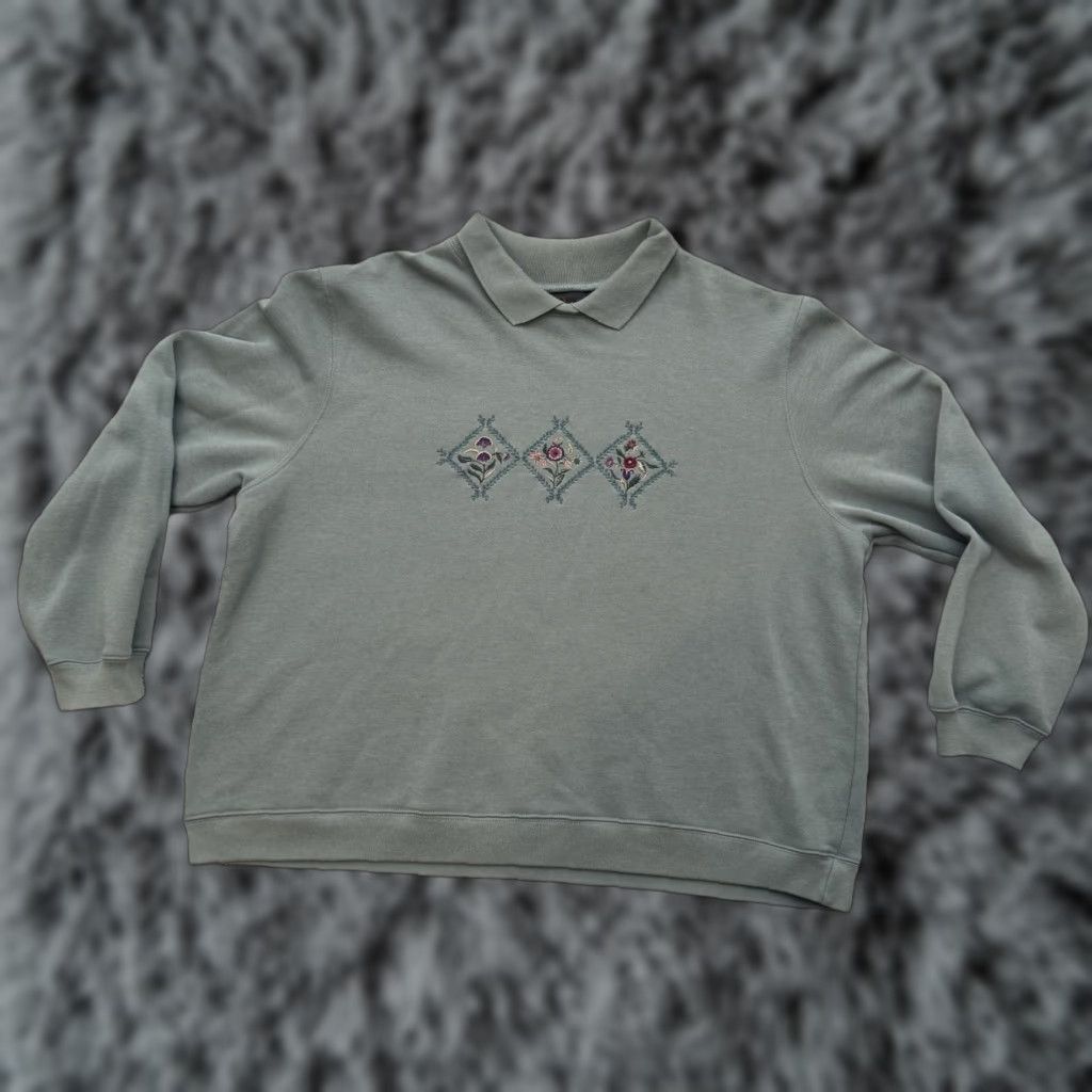 Vintage VINTAGE Jenny Buchanan Sweatshirt 2X Women Pullover Embroidered Floral Green 90s Retro Cottagecore Grandma Shirt Womens Size XXL / US 16-18 / IT 52-54 - 1 Thumbnail