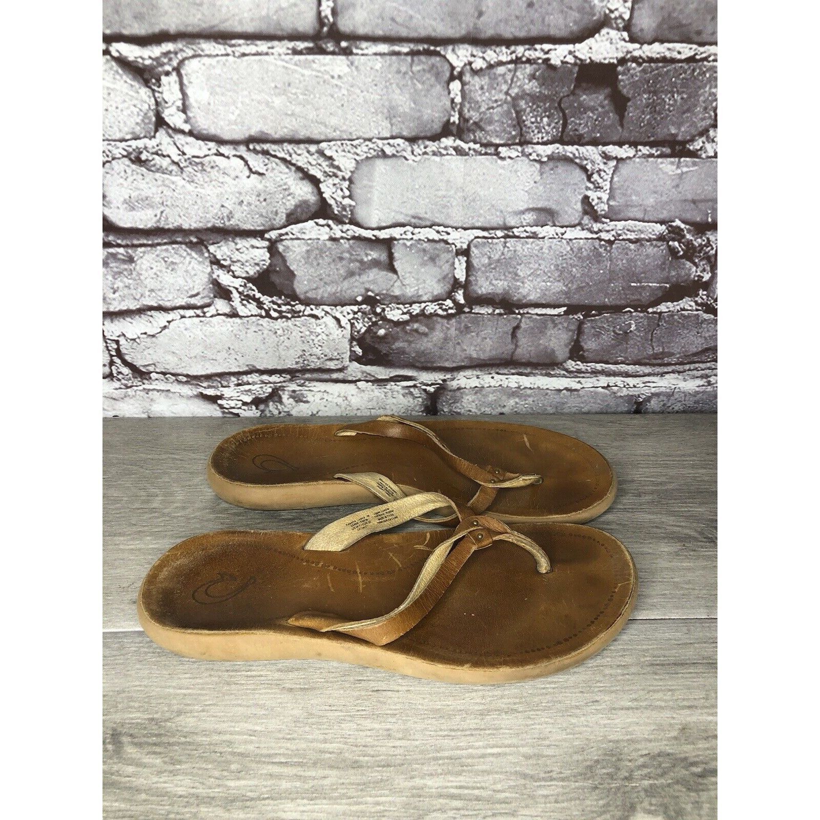Olukai OluKai Kapehe Luana Sahara Brown Leather Flip Flop Sandals W Size US 7 / IT 37 - 2 Thumbnail