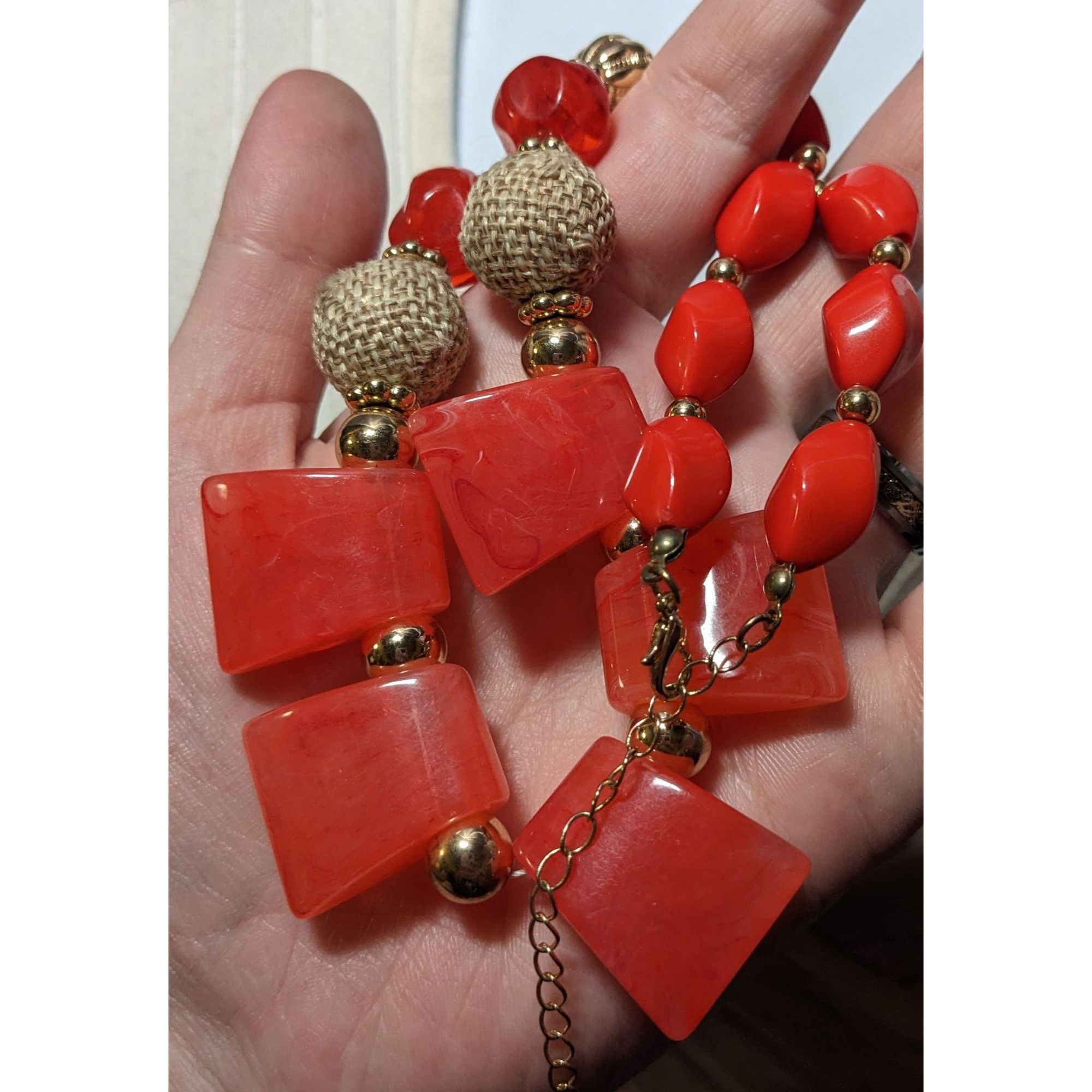 Other 1946 Collection Red And Gold Beaded Statement Necklace Size ONE SIZE - 7 Thumbnail