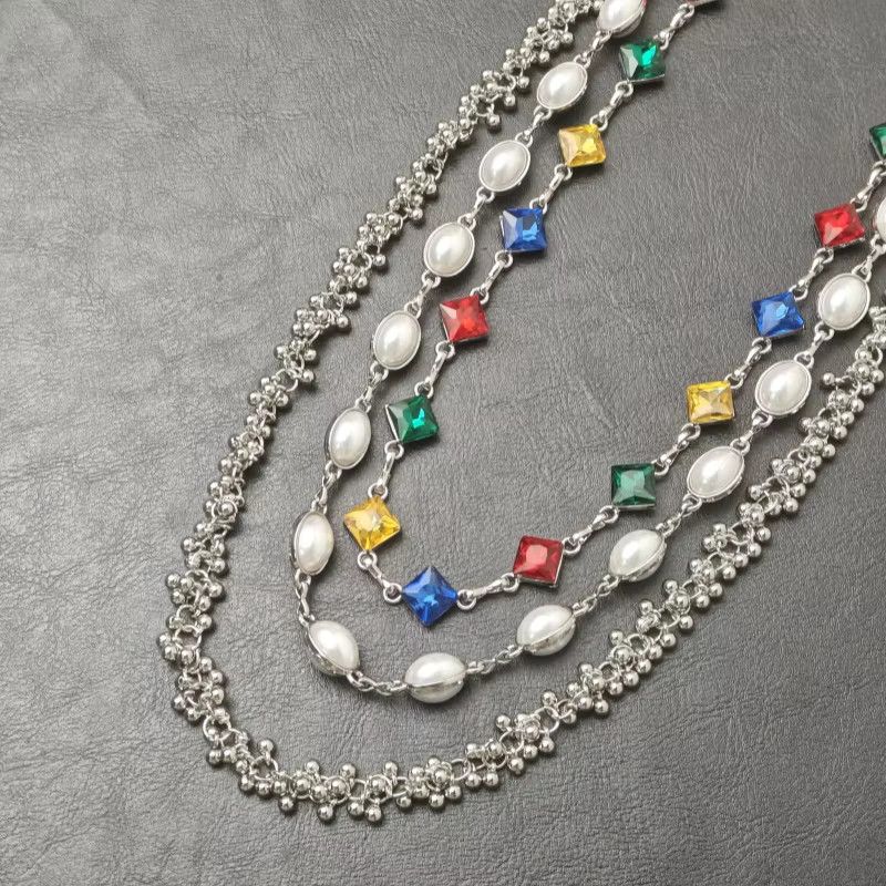 Jewelry Delicate Color Rhinestone Three Layers Pearl Pants Chain Size ONE SIZE - 6 Thumbnail
