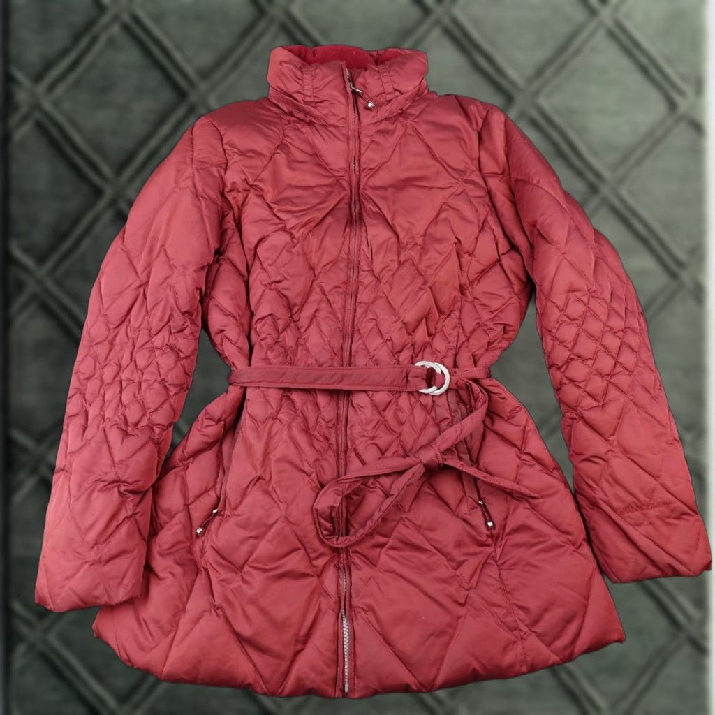 Eddie Bauer Eddie Bauer Coat Womens Large Red Quilted Down Puffer Belted Long Jacket Size L / US 10 / IT 46 - 1 Thumbnail