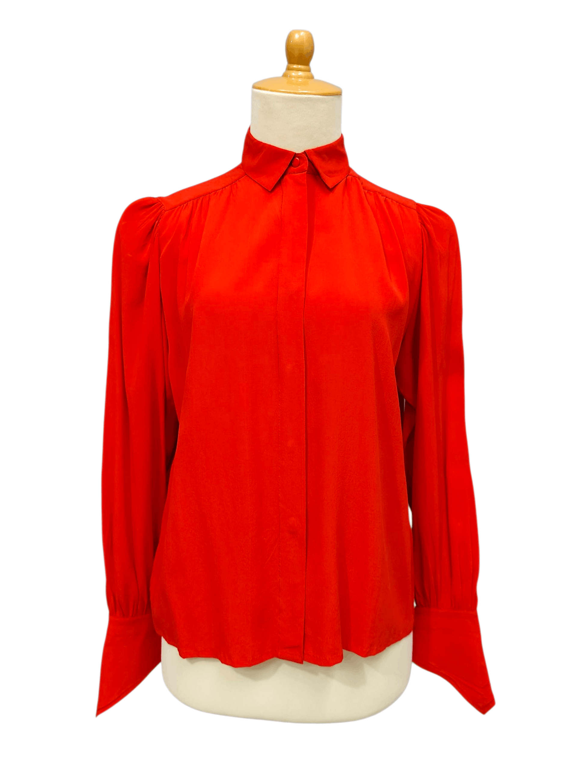 Christian Dior Monsieur SAMPLE💥 80s Christian Dior Cuffs Puffy Sleeve Silk Blouses Size M / US 6-8 / IT 42-44 - 1 Thumbnail