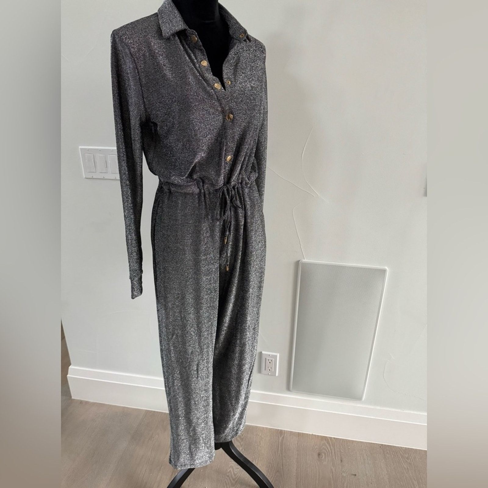 New Elegant Lurex Silver Shimmery Jumpsuit size S