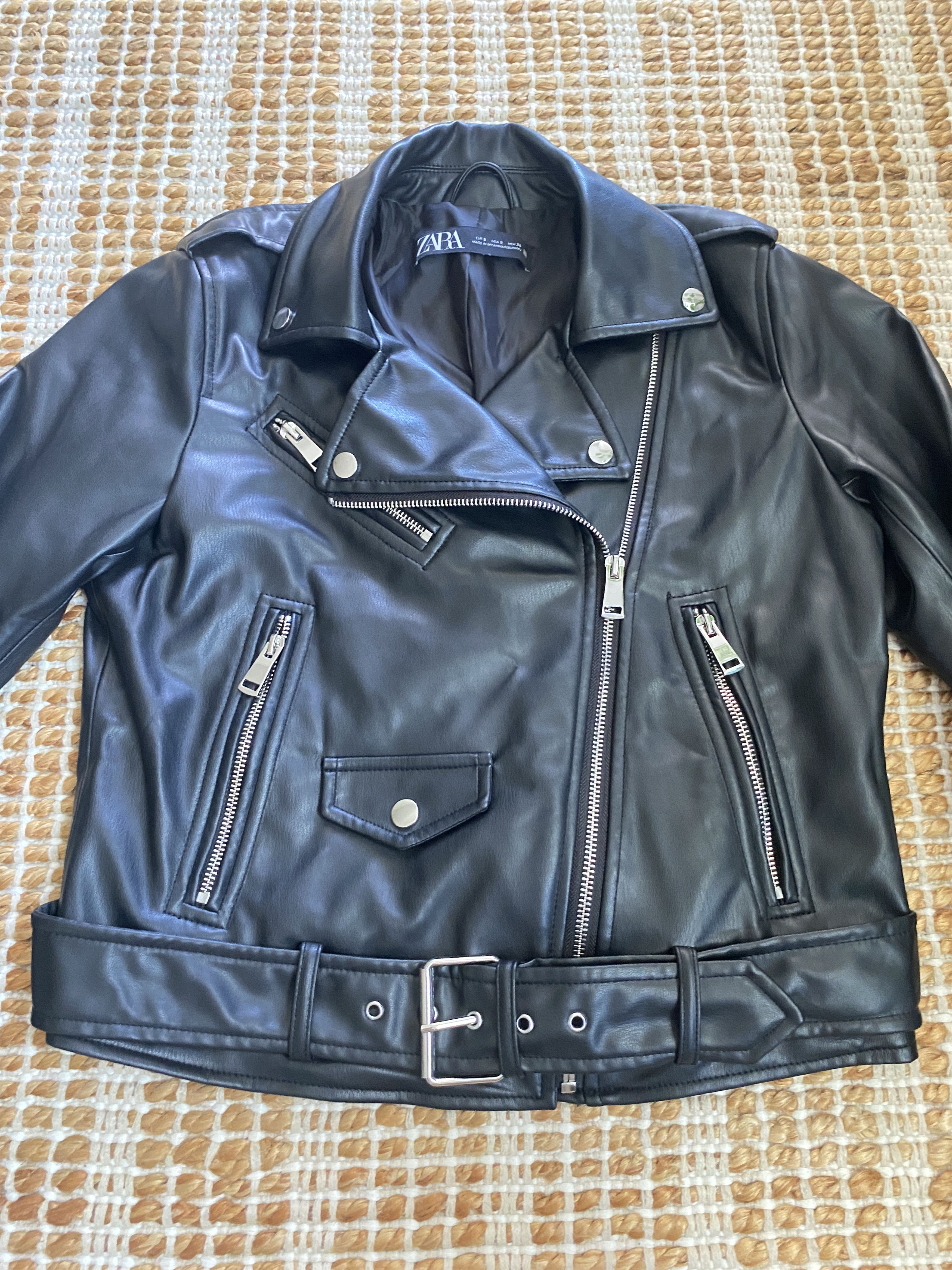 Zara Zara Faux Leather Biker Jacket – Black Size S / US 4 / IT 40 - 3 Thumbnail