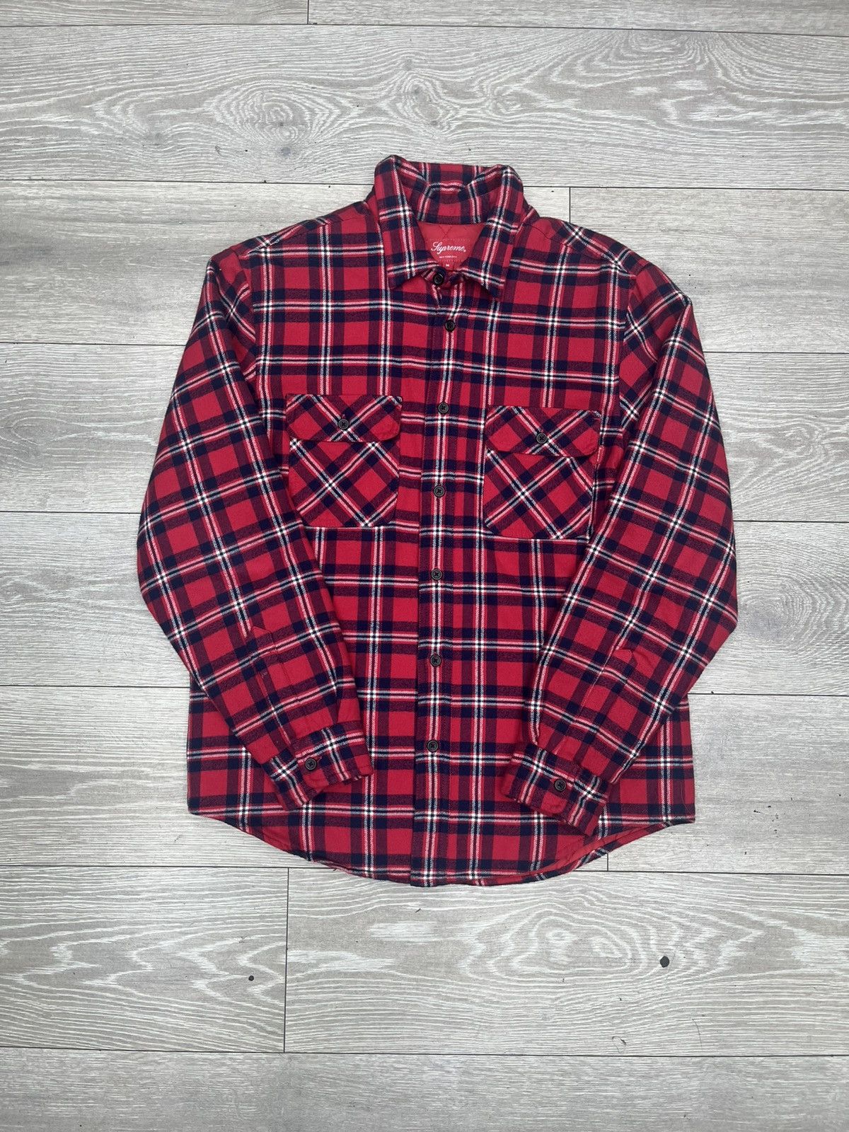 Supreme Supreme Houndstooth Flannel Hooded Shirt | Grailed
