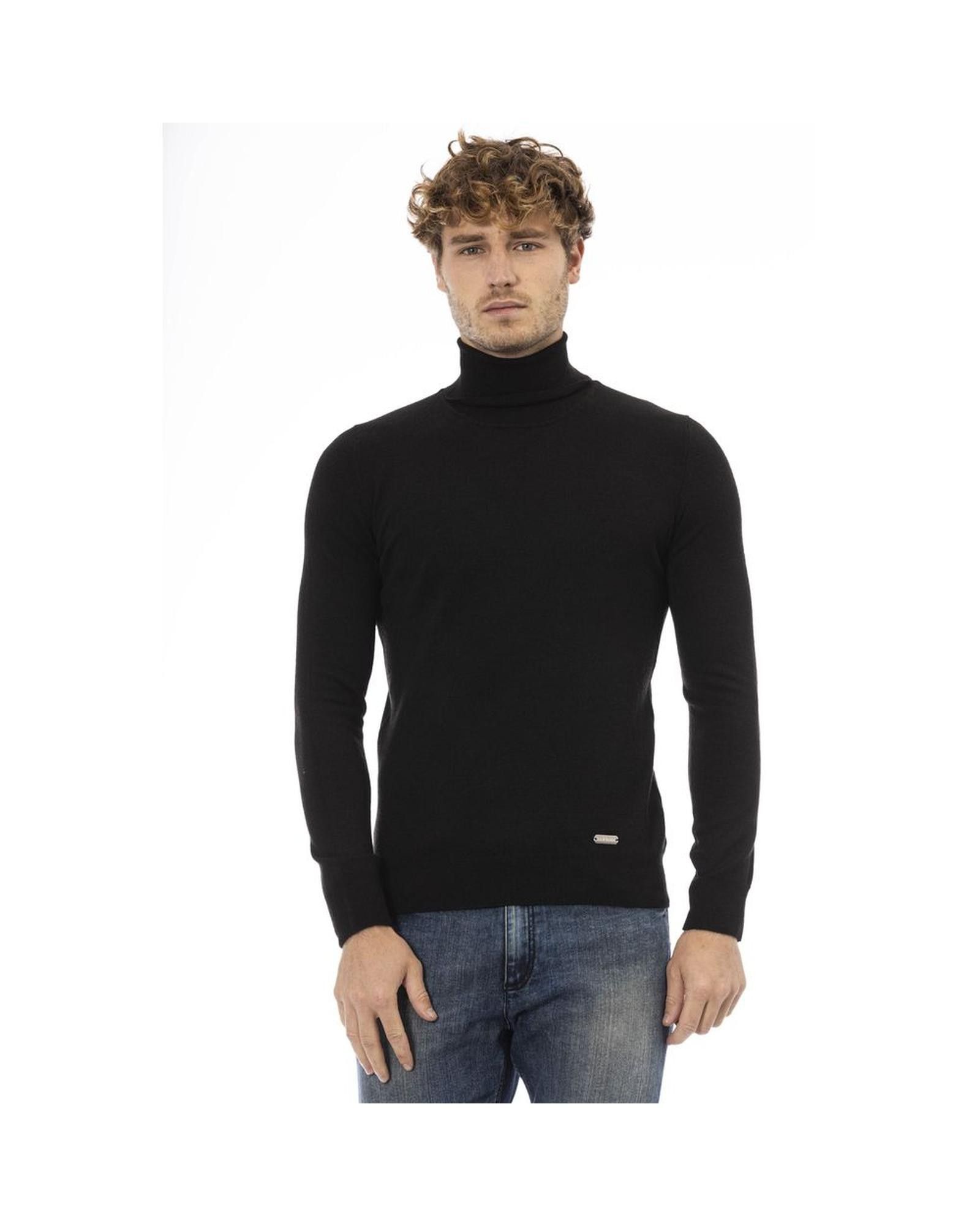 image of Baldinini Fine Ribbed Turtleneck Sweater in Black, Men's (Size XL)