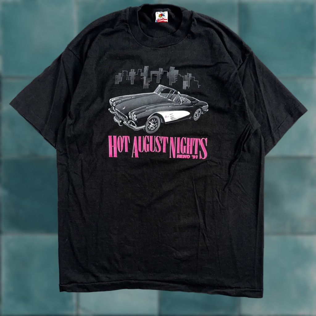 Fruit Of The Loom VINTAGE Fruit of the Loom T-Shirt XL Black Crew Neck Short Sleeve Cars USA Flag 90s 80s 70s Size US XL / EU 56 / 4 - 1 Thumbnail