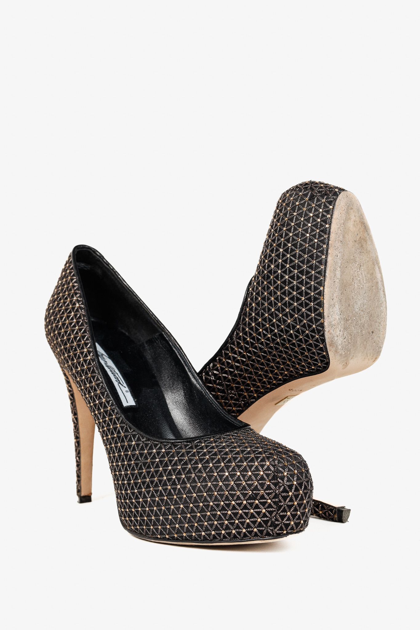 Brian Atwood Brian Atwood Maniac Black Rhinestone Platform Pumps Size US 9.5 / IT 39.5 - 4 Thumbnail
