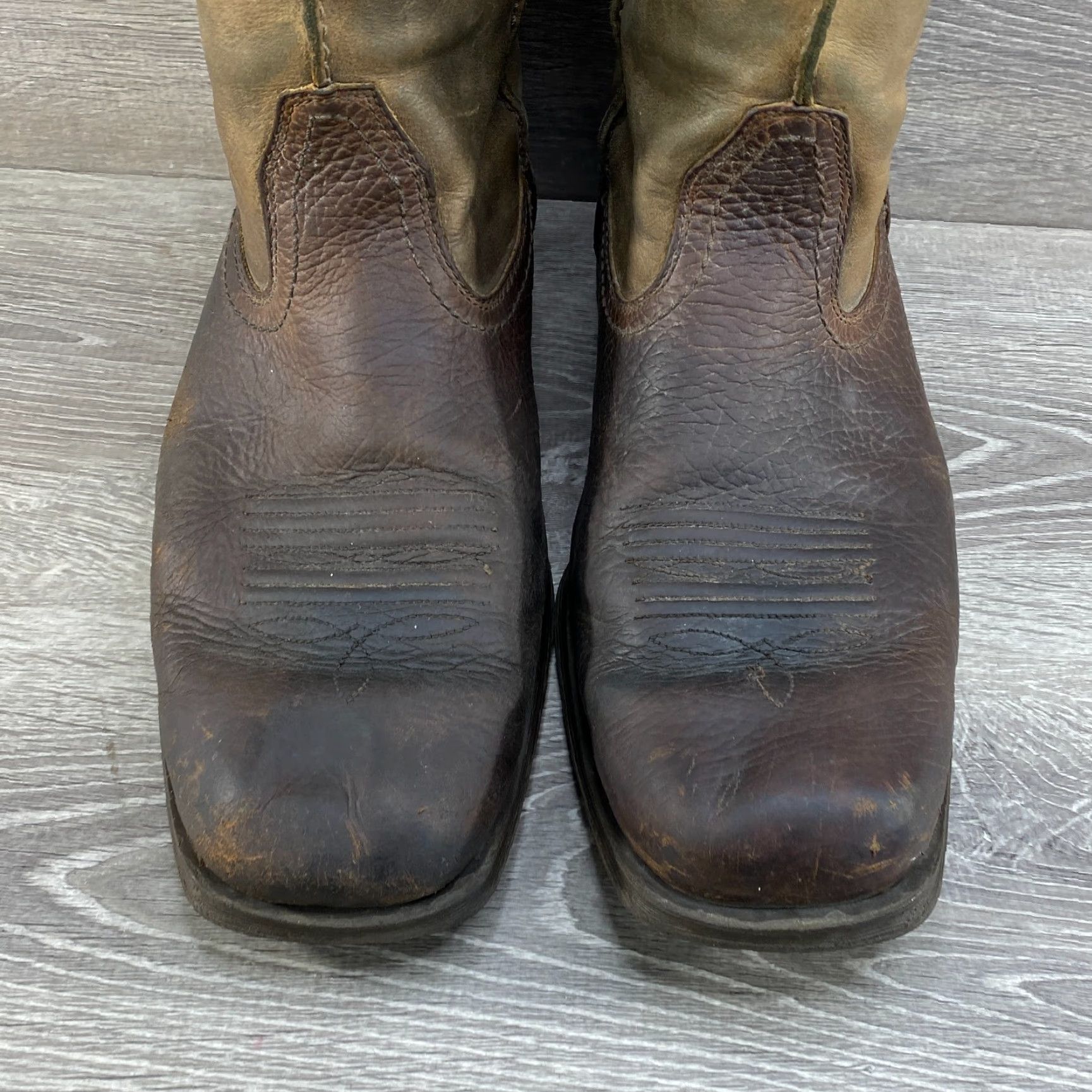 Ariat Ariat Mens 12 Earth Brown Bomber Leather Cowboy Boots Square Toe Western Rambler - Boots 12 Mens Brown Leather Western Cowboy Ariat Size US 12 / EU 45 - 4 Thumbnail