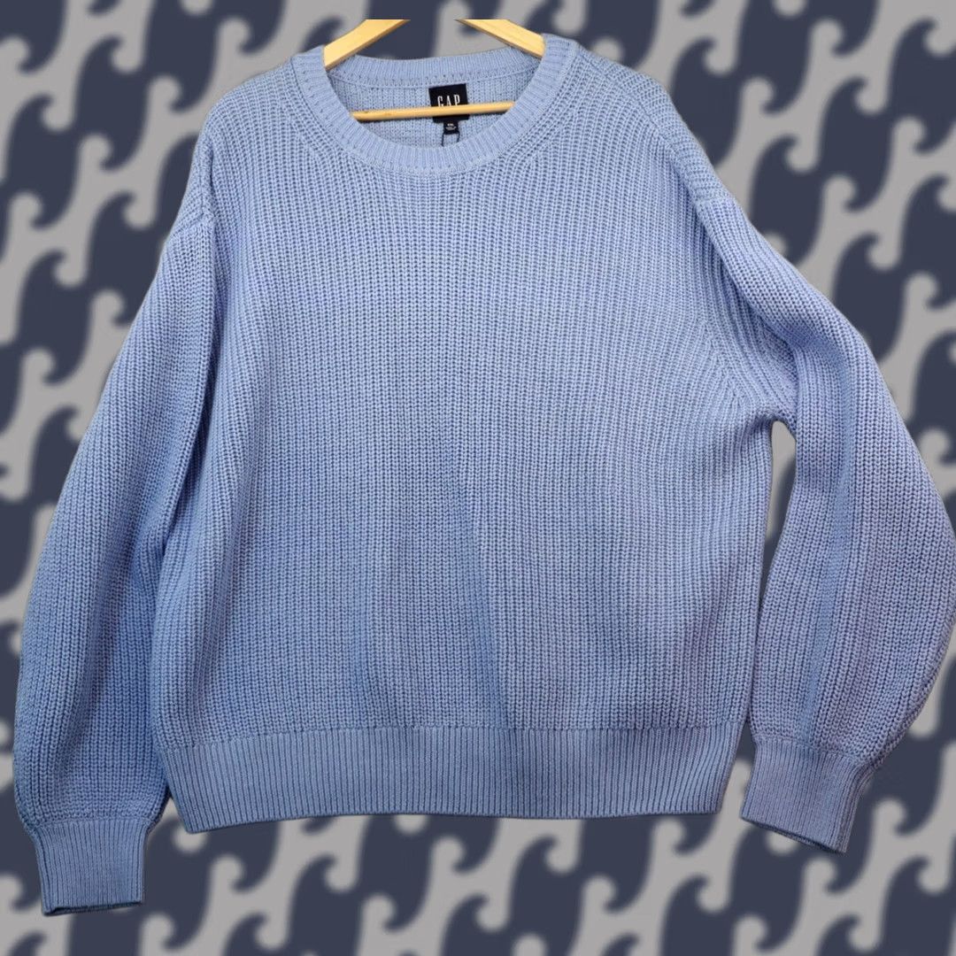 Gap VINTAGE: No Gap Sweater Womens XX-Large Blue 100% Cotton Crew Neck Pullover Knitted Knit Regular Long Sleeve NWT Size XXL / US 16-18 / IT 52-54 - 1 Thumbnail
