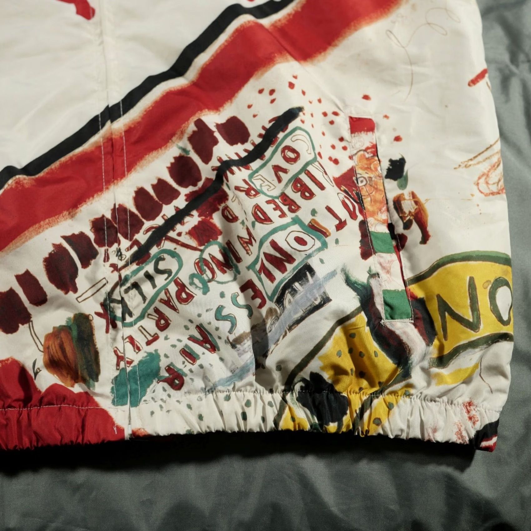 Members Only Members Only Jacket Mens L White Jean Michel Basquiat Hooded Windbreaker Art Size US 33 - 6 Thumbnail