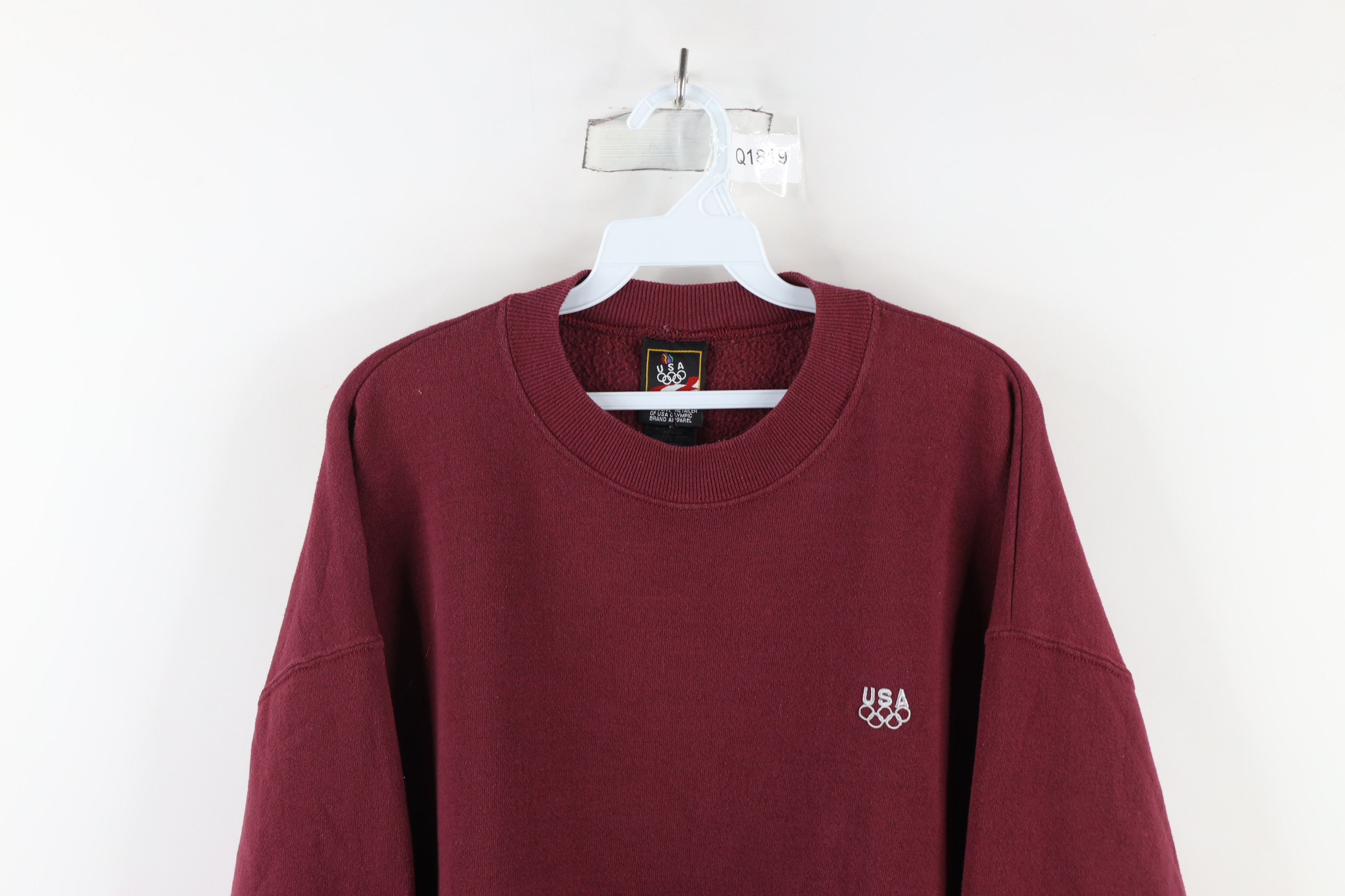 Vintage Vintage 90s USA Olympics Crewneck Sweatshirt Burgundy USA Size US XL / EU 56 / 4 - 2 Thumbnail
