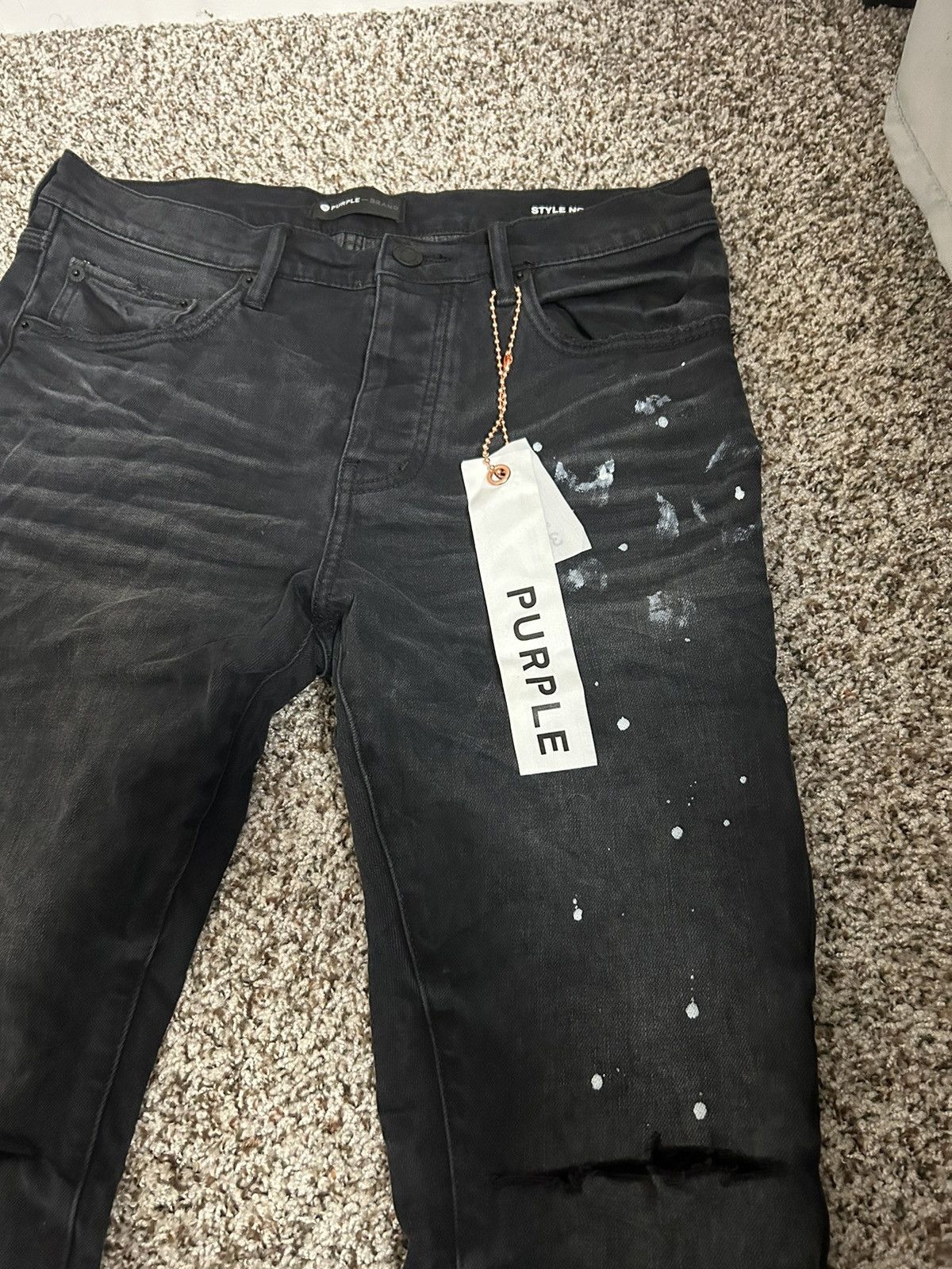 Purple Purple Brand Jean - Black Resin Knee Slit Size US 31 - 2 Thumbnail