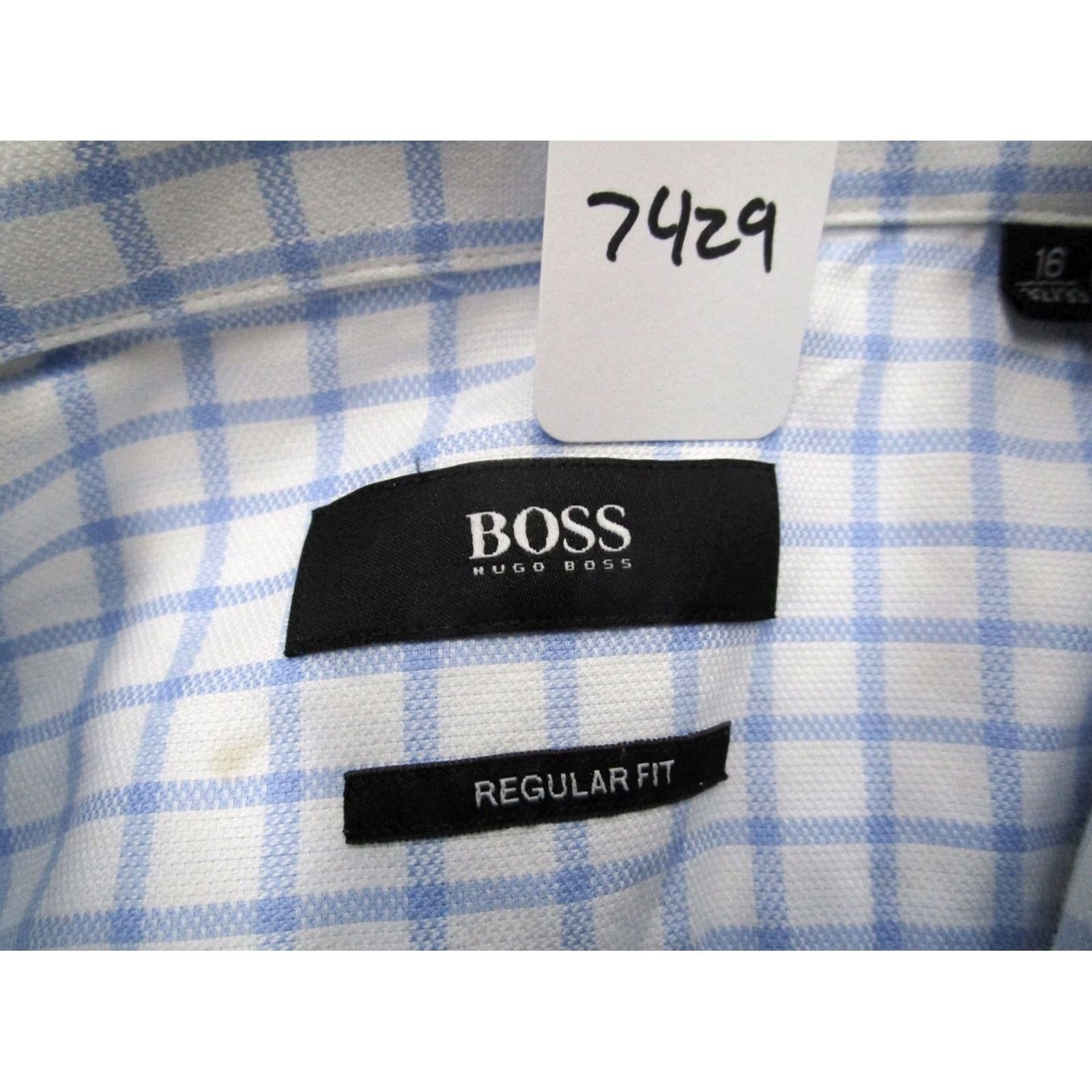 Hugo Boss HUGO BOSS Shirt Men XL White Blue Gingham Check Long Sleeve Button-Down Size US L / EU 52-54 / 3 - 8 Thumbnail