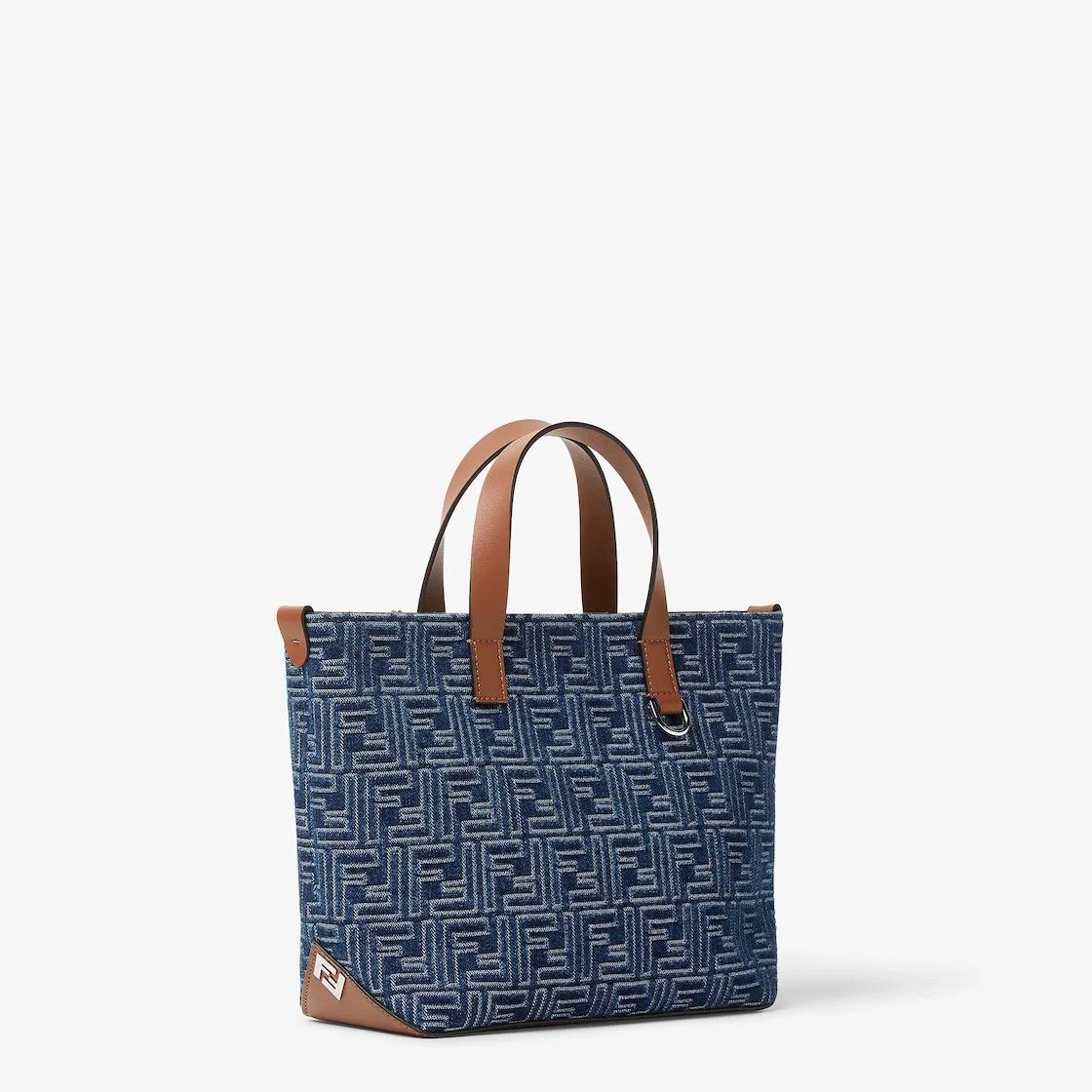 Fendi o1s1wg110526 FF Shopping Bag Small in Blue Size ONE SIZE - 2 Thumbnail