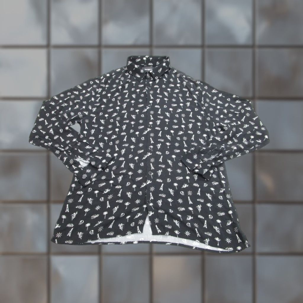The Kooples The Kooples Shirt Large Black Relaxed Skull City Travel Print Button Front Mens Size US L / EU 52-54 / 3 - 1 Thumbnail