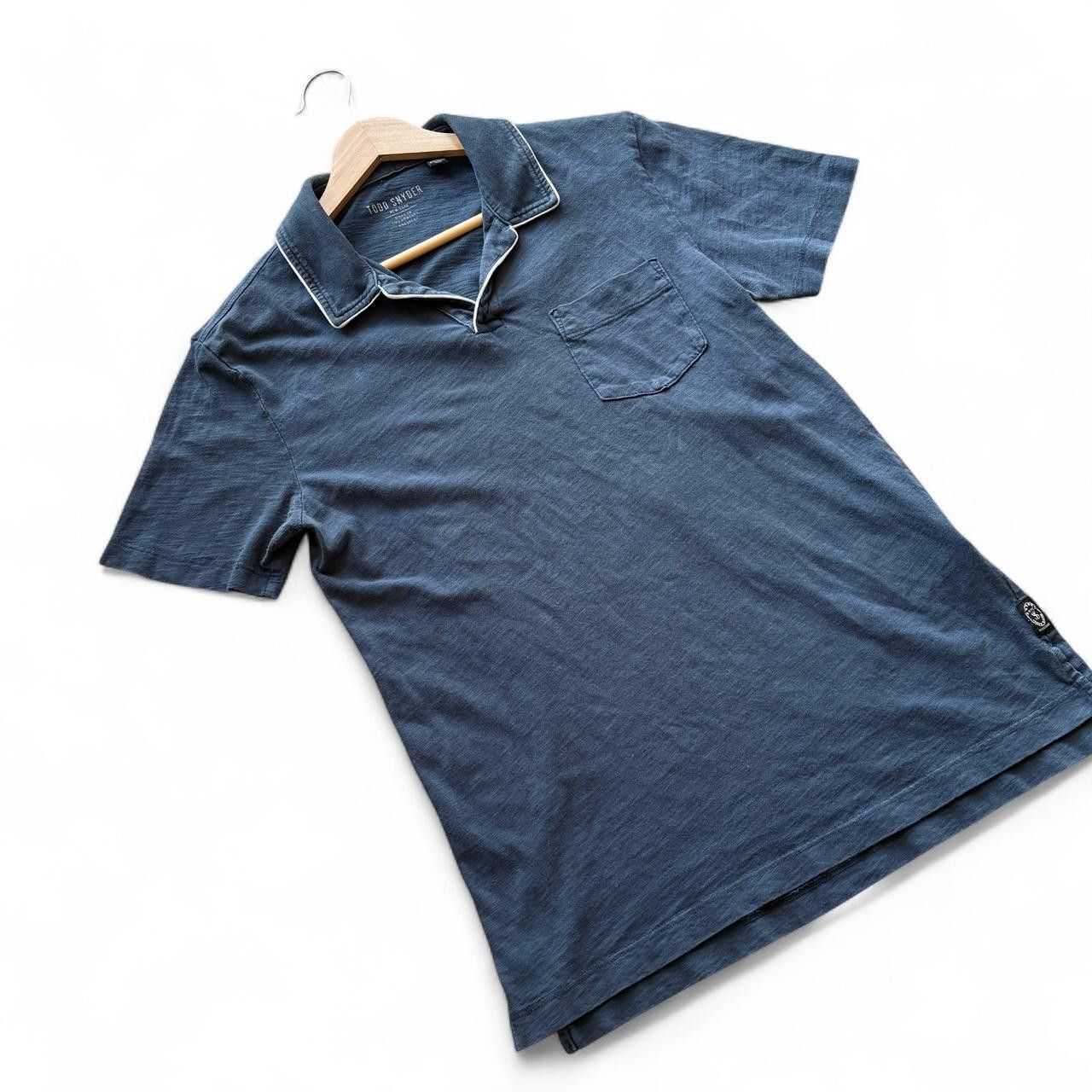 Todd Snyder Todd Snyder navy Made in LA Tipped Montauk Polo Shirt XS Size US XS / EU 42 / 0 - 6 Thumbnail
