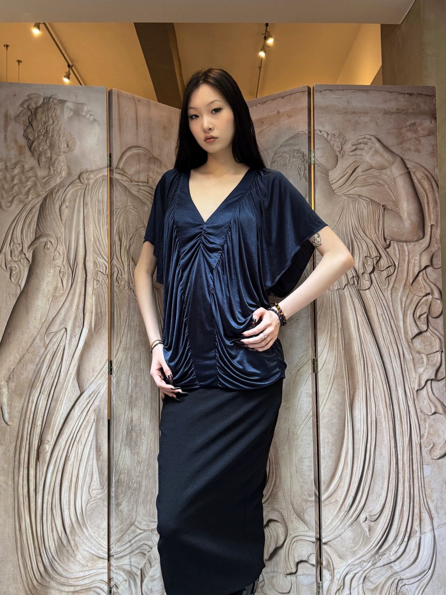 Helmut Lang Helmut Lang Vintage Sheen Drape Multi-Layered Top S Size S / US 4 / IT 40 - 1 Thumbnail