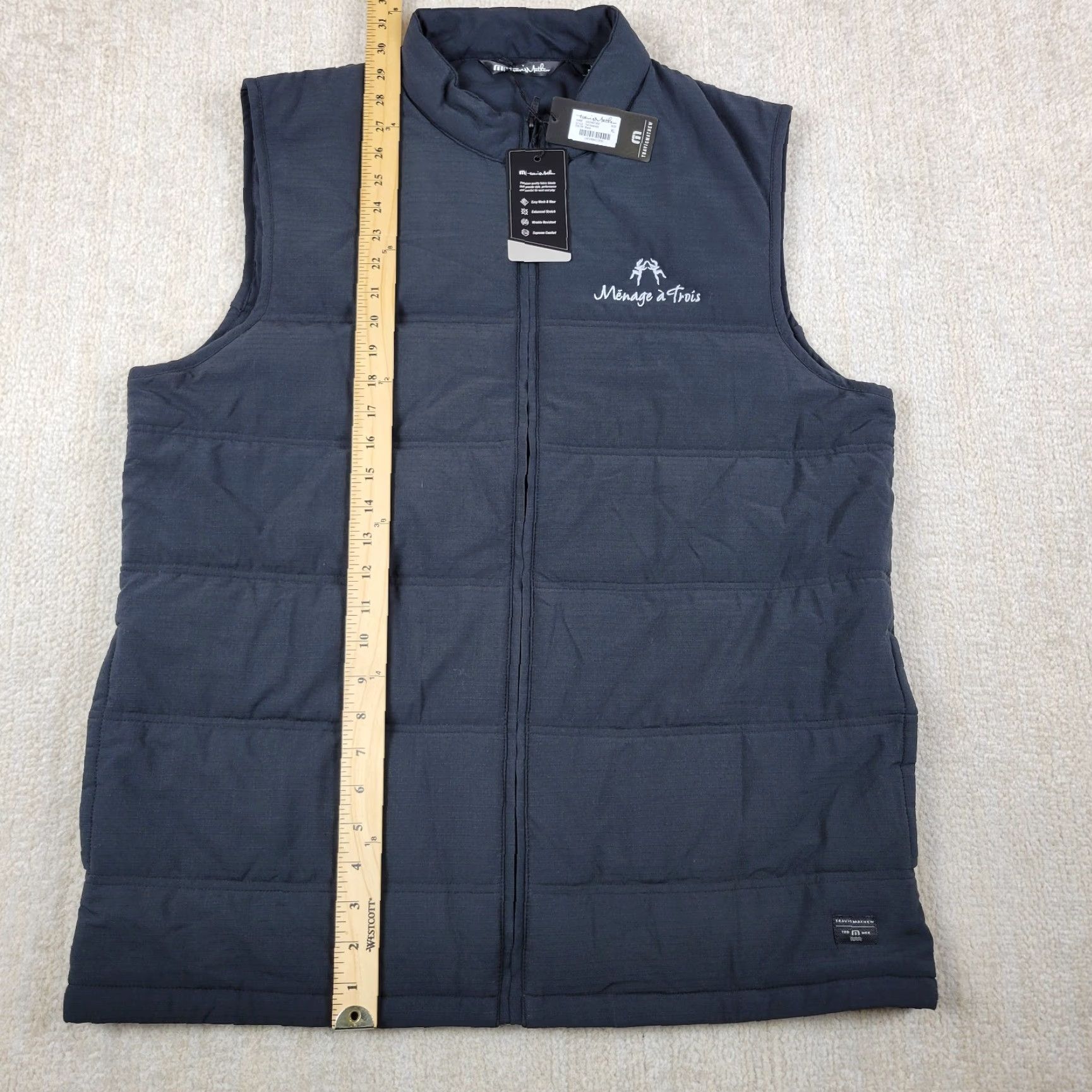TravisMathew TRAVIS MATHEW Puffer Vest Mens XL Black Full Zip Golf Size US XL / EU 56 / 4 - 6 Thumbnail